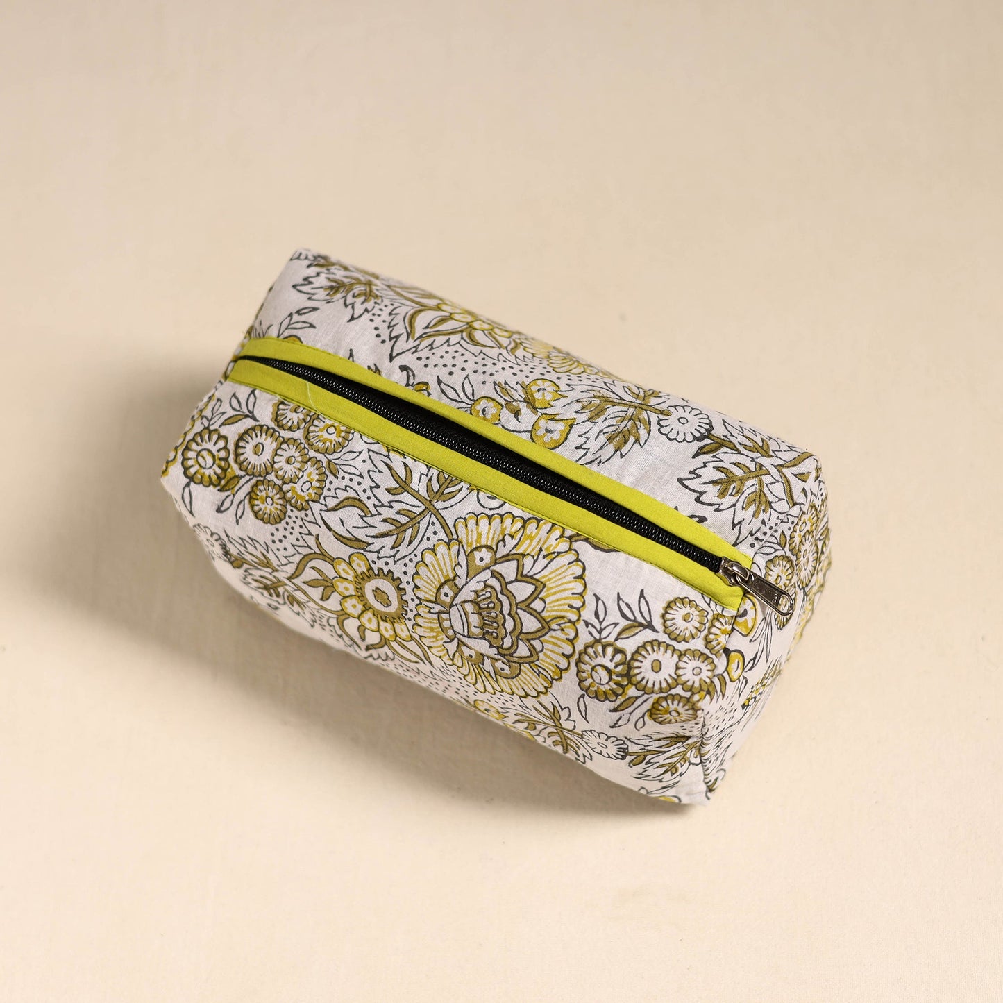 Beige Handmade Cotton Toiletry Bag