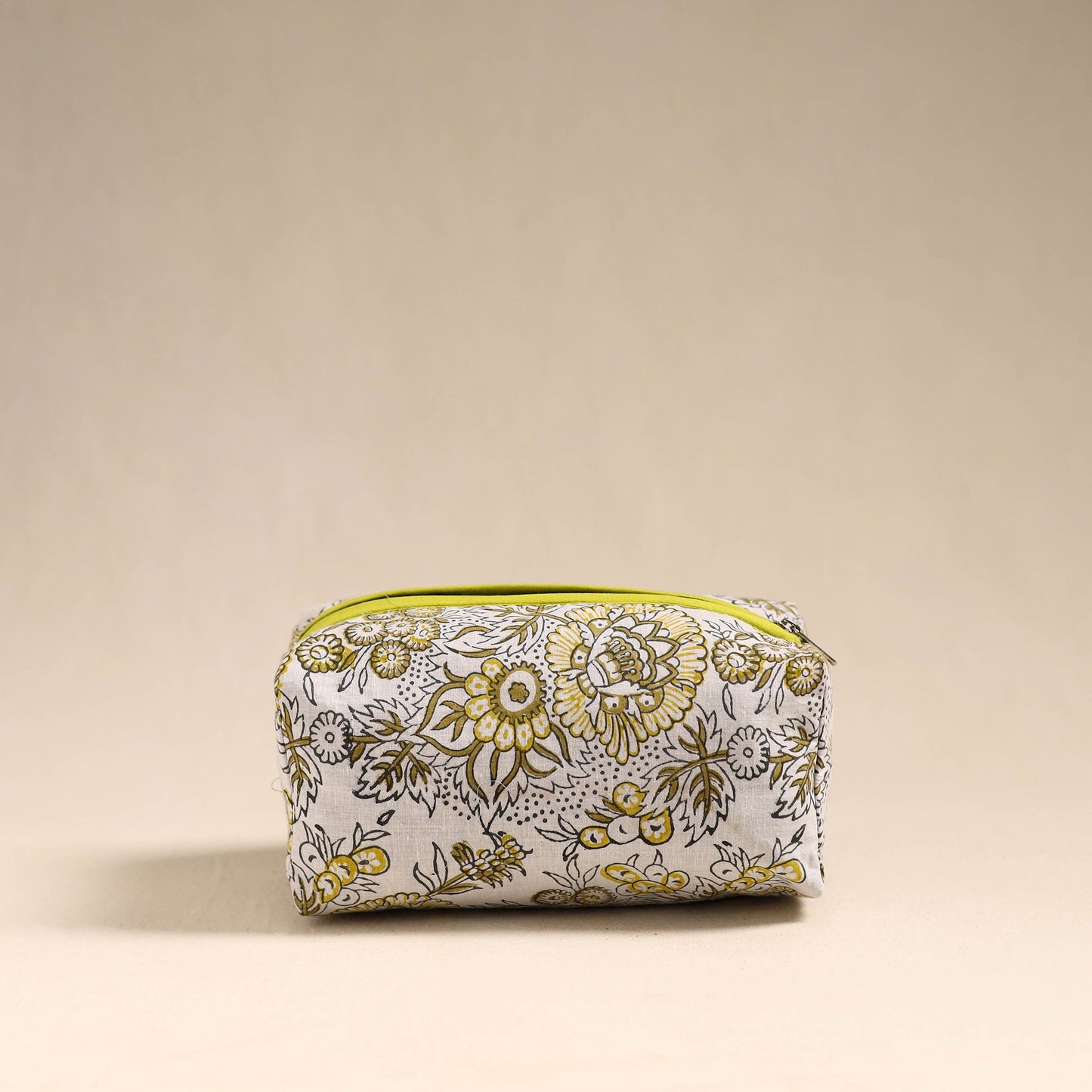 Beige Handmade Cotton Toiletry Bag