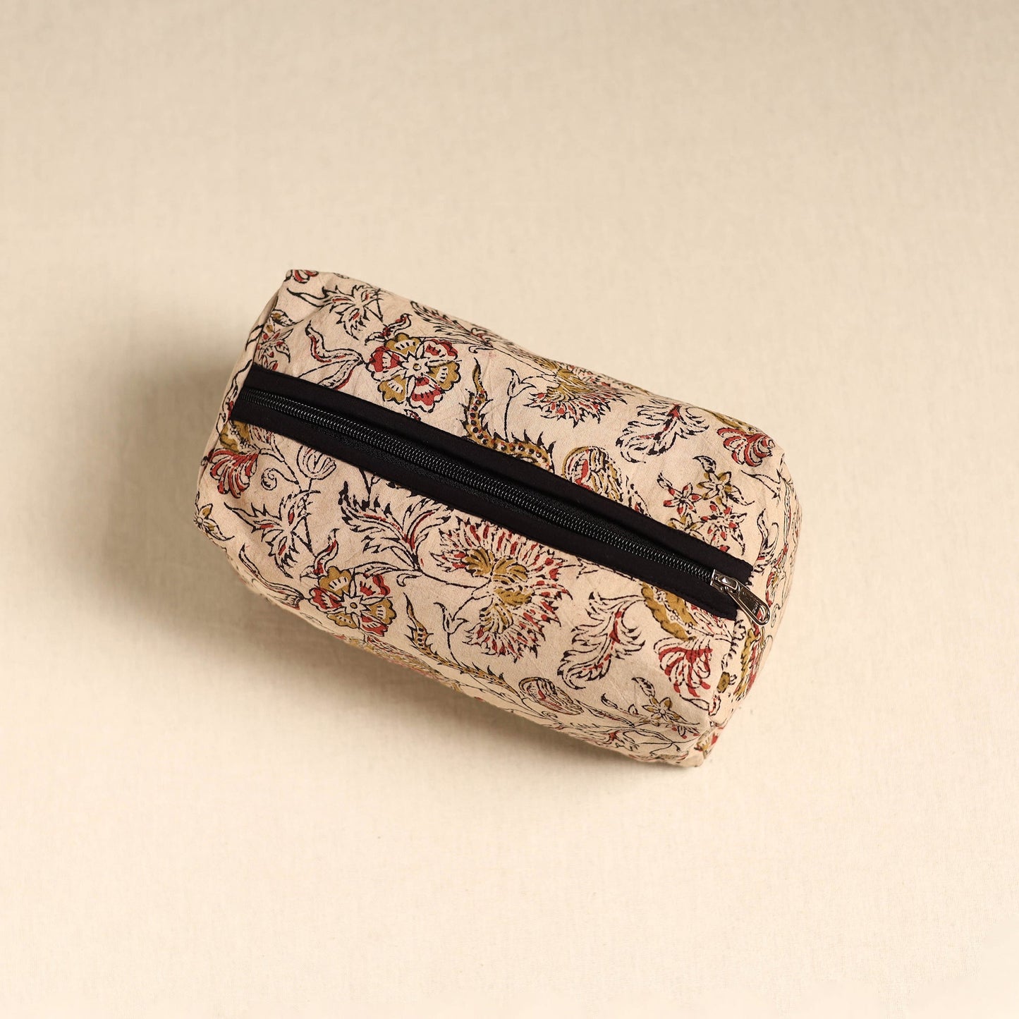 Beige Handmade Cotton Toiletry Pouch