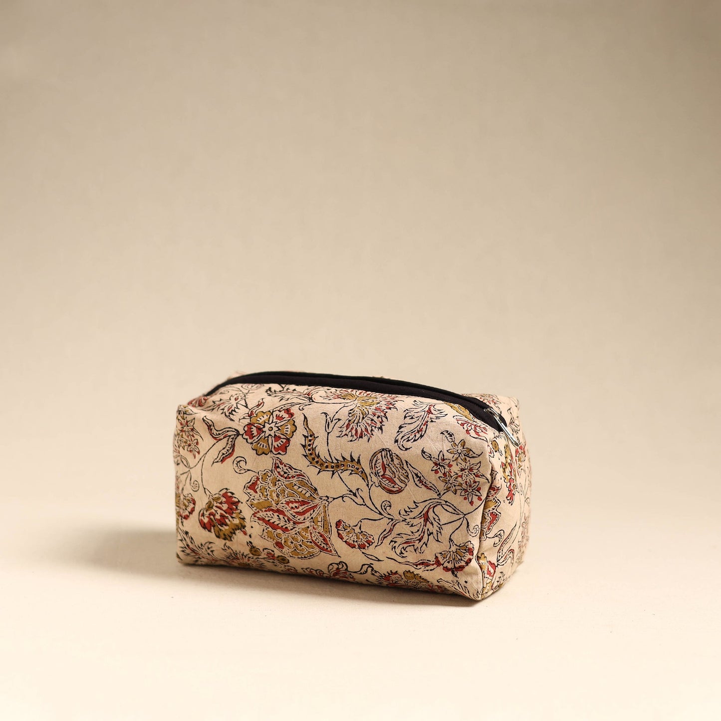 Beige Handmade Cotton Toiletry Pouch