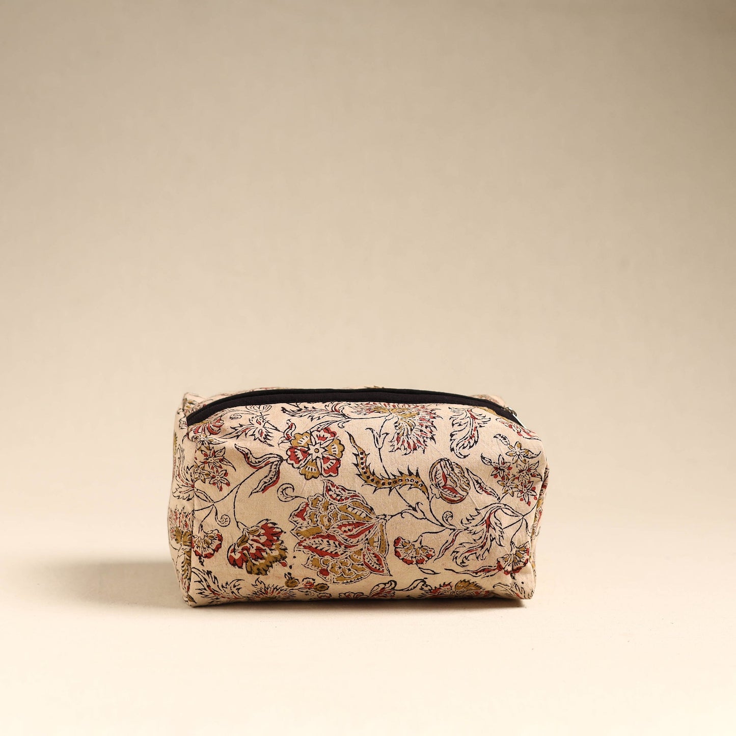 Beige Handmade Cotton Toiletry Pouch