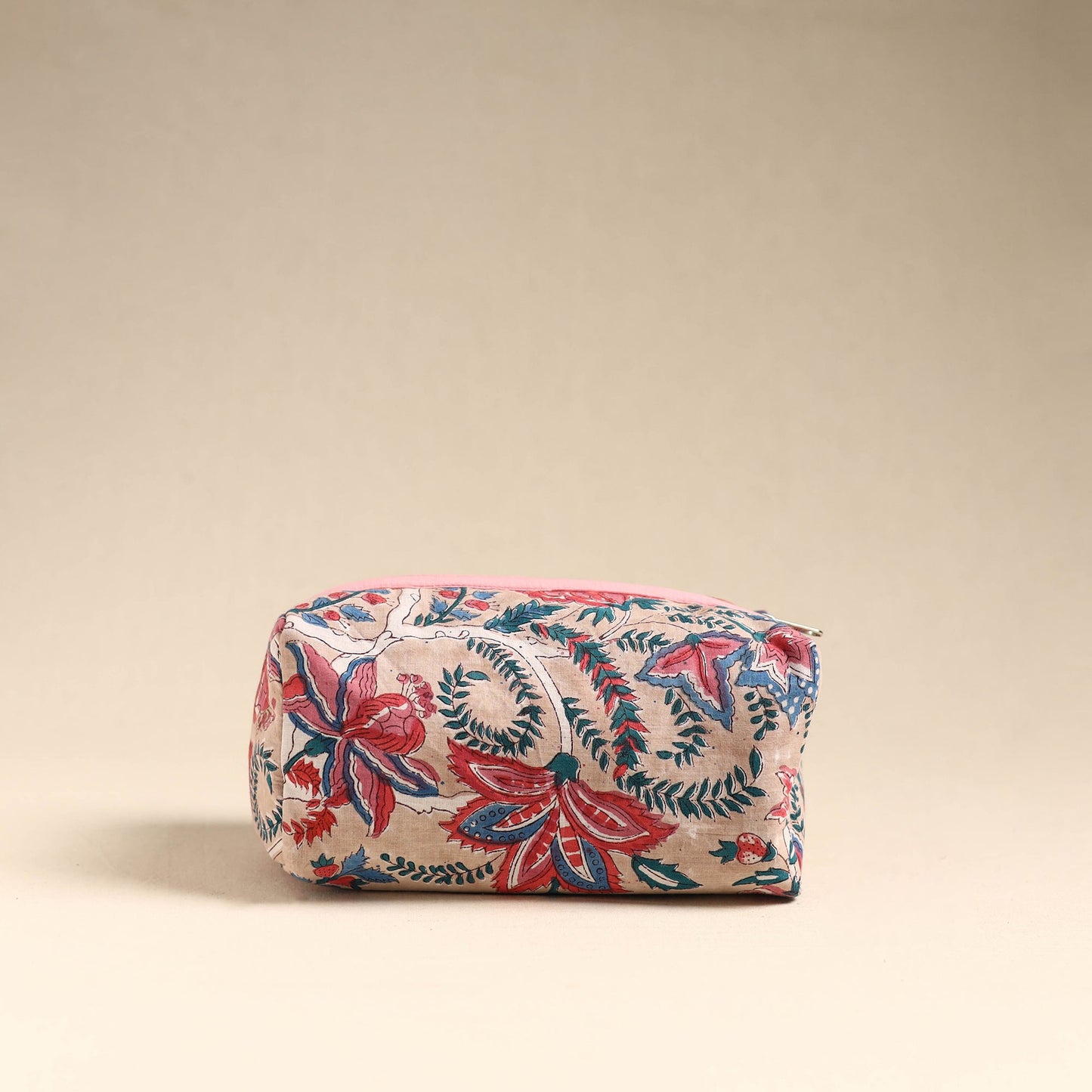 Beige Handmade Cotton Toiletry Pouch