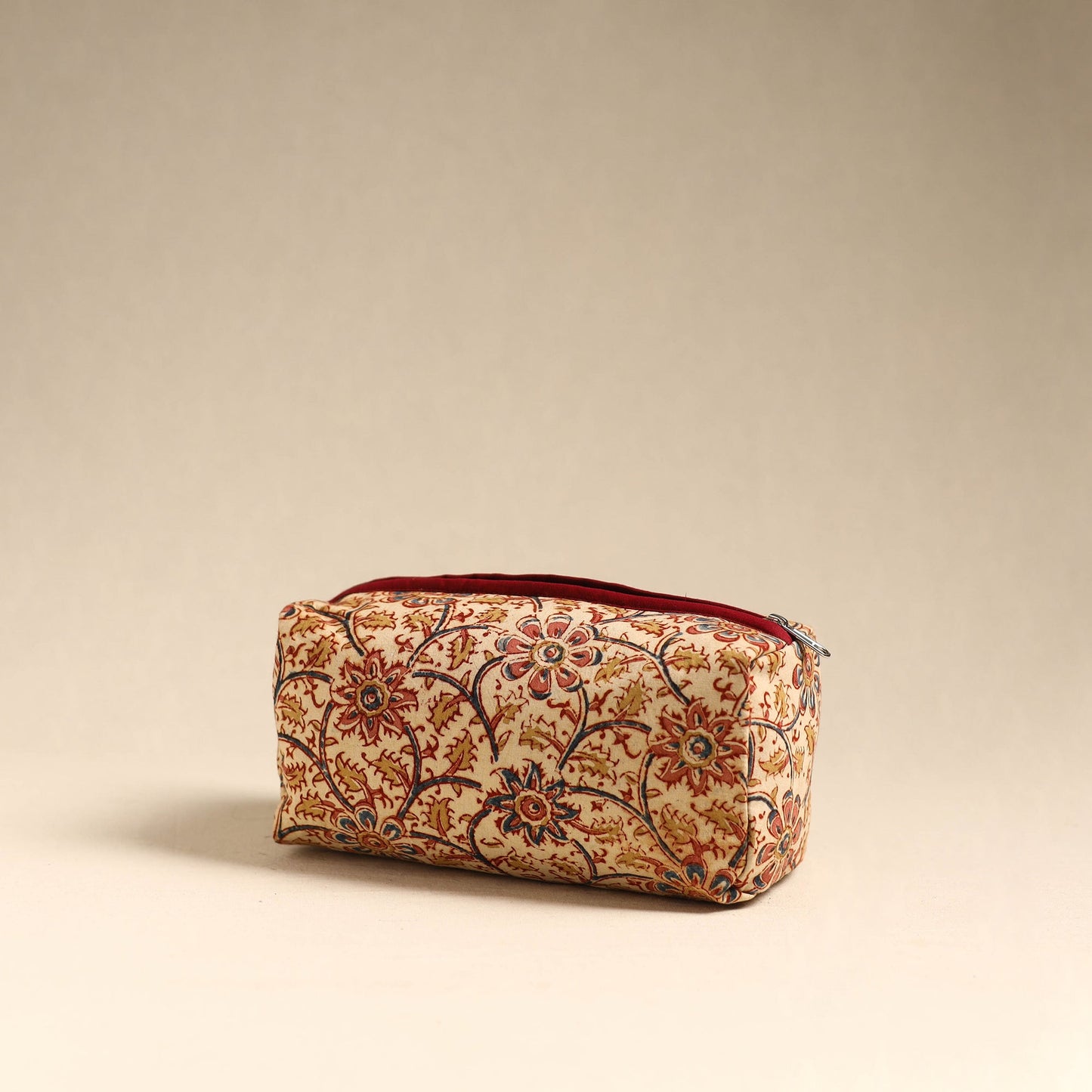 Beige Handmade Cotton Toiletry Pouch