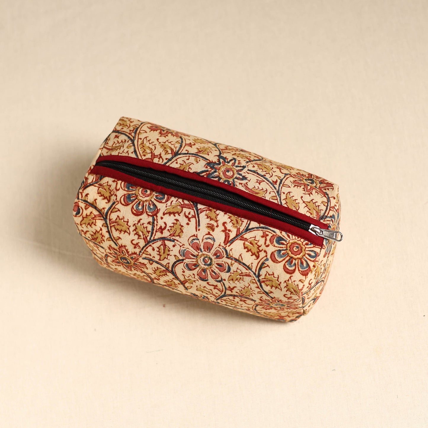 Beige Handmade Cotton Toiletry Pouch