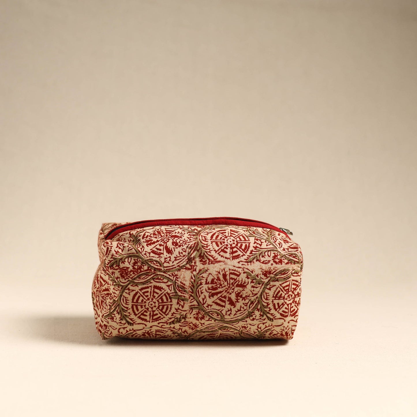 Beige Handmade Cotton Toiletry Pouch