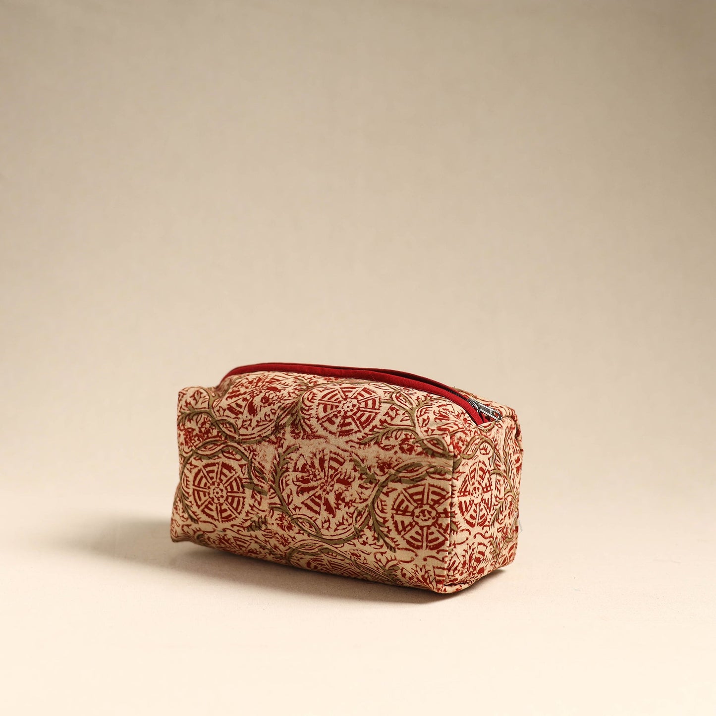 Beige Handmade Cotton Toiletry Pouch