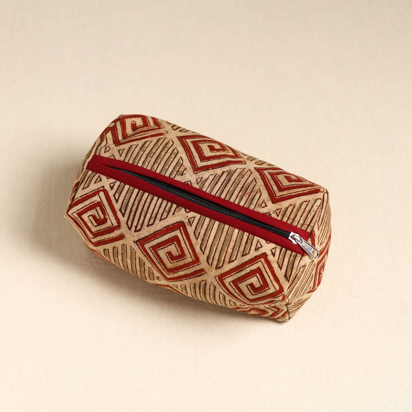Beige Handmade Cotton Toiletry Pouch