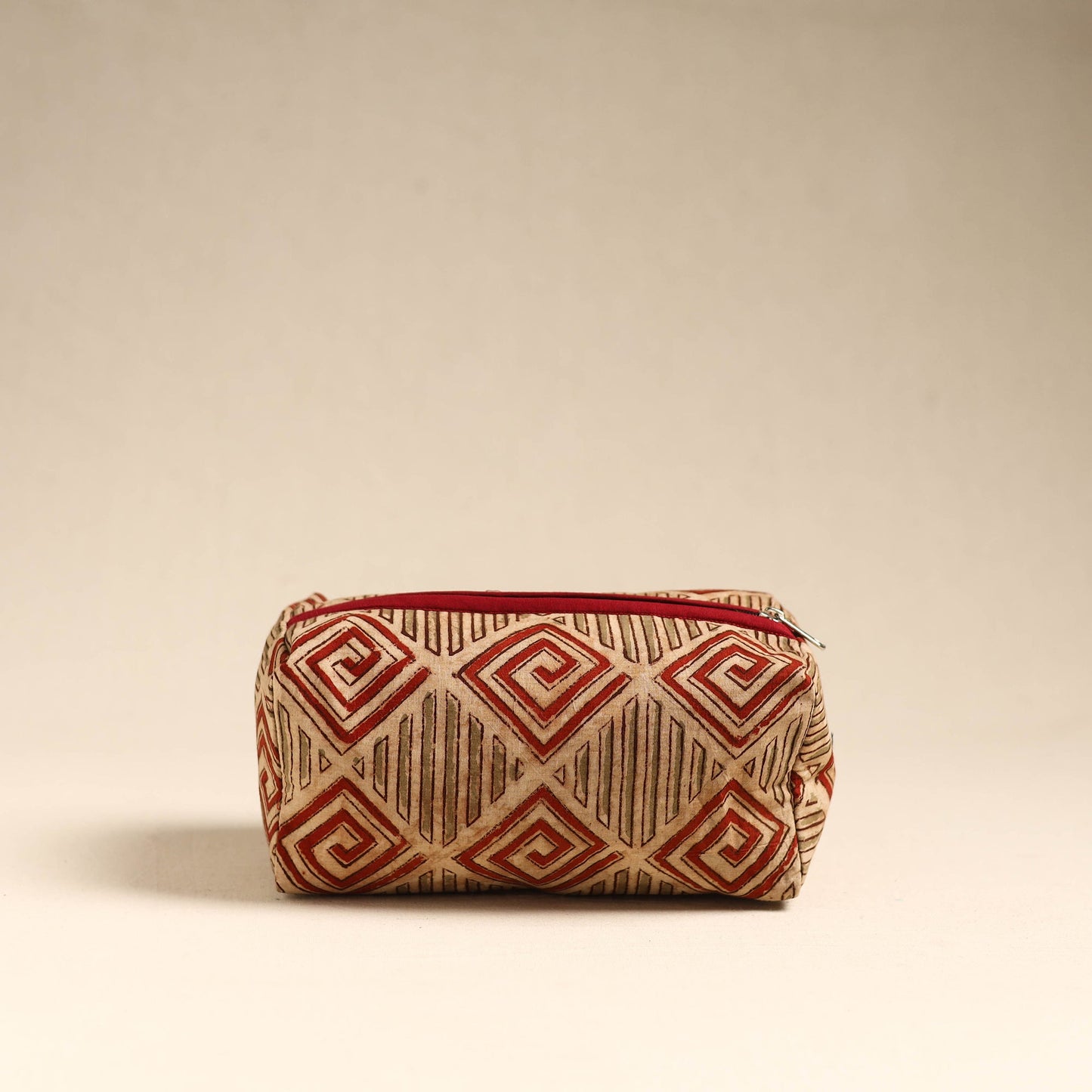 Beige Handmade Cotton Toiletry Pouch
