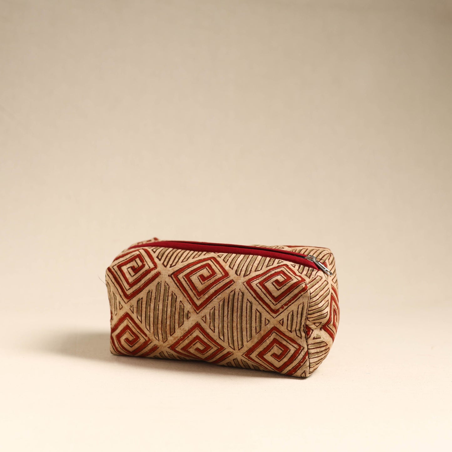 Beige Handmade Cotton Toiletry Pouch