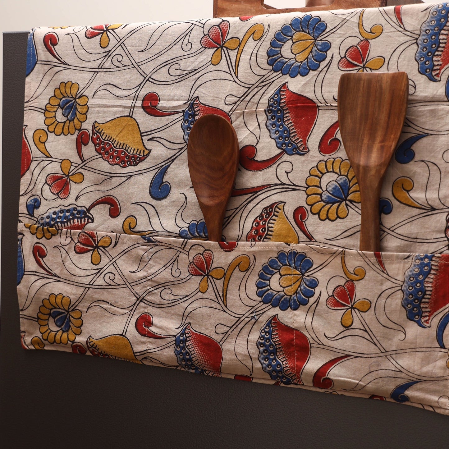 Handmade fridge top cover with multiple pockets 03