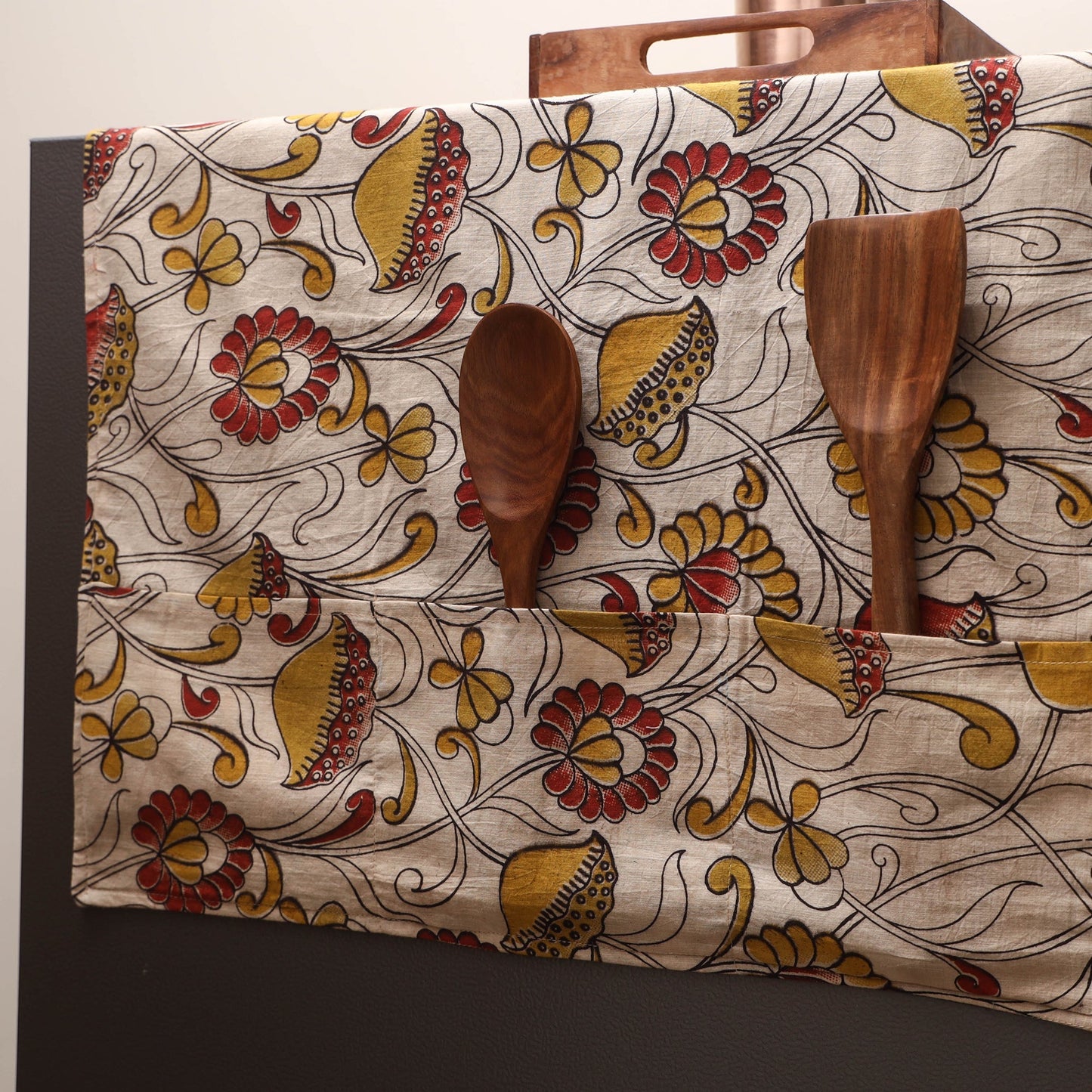 Handmade fridge top cover with multiple pockets 05
