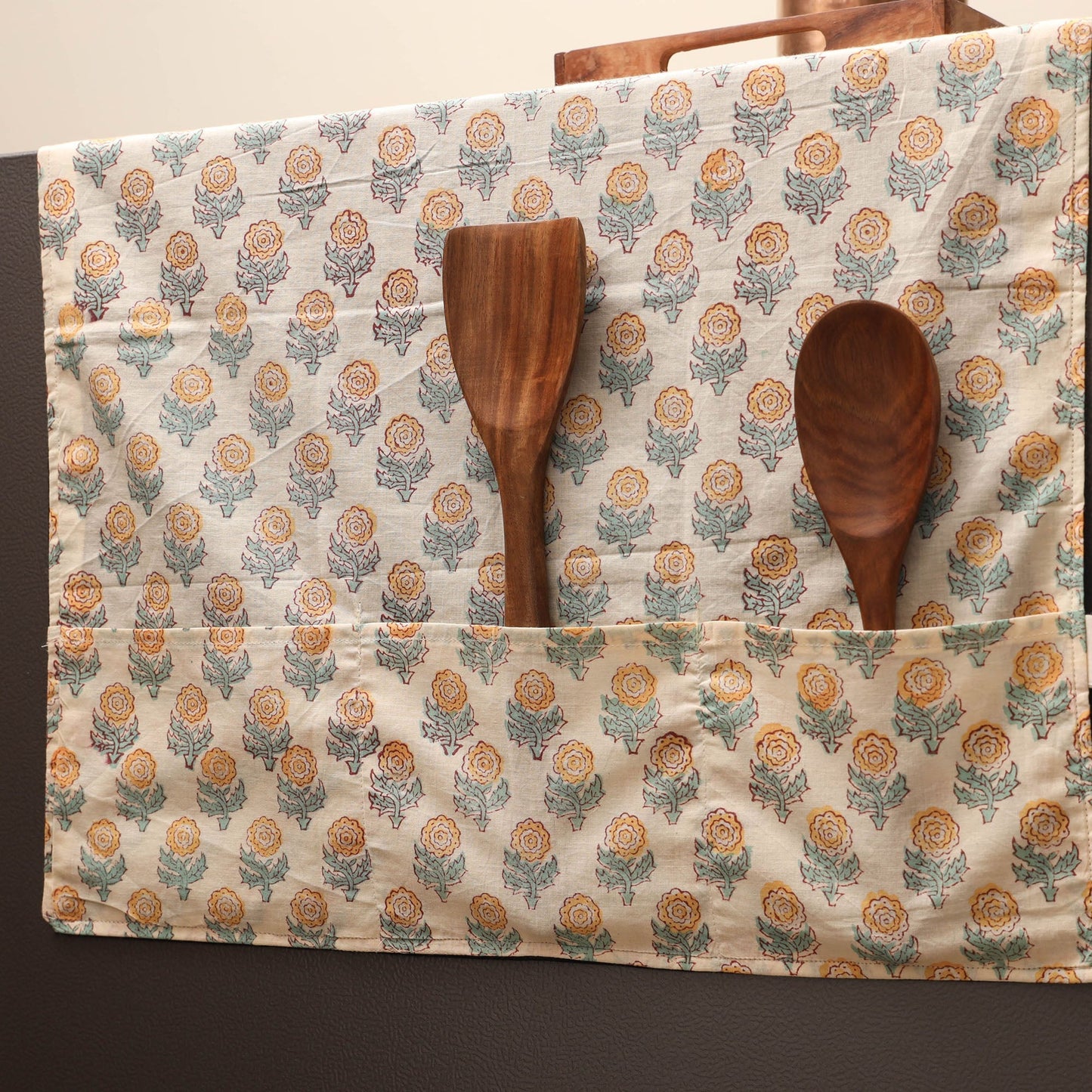 Handmade fridge top cover with multiple pockets 06