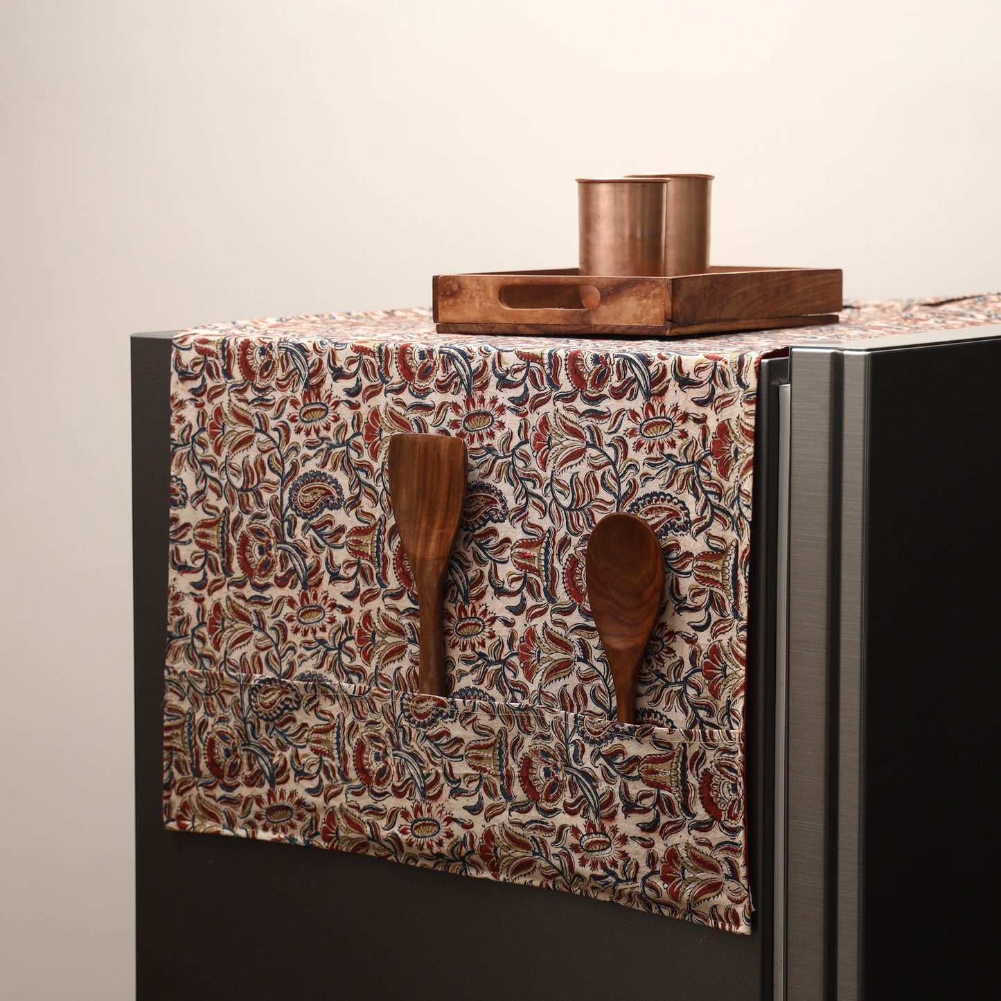 Handmade fridge top cover with multiple pockets 11