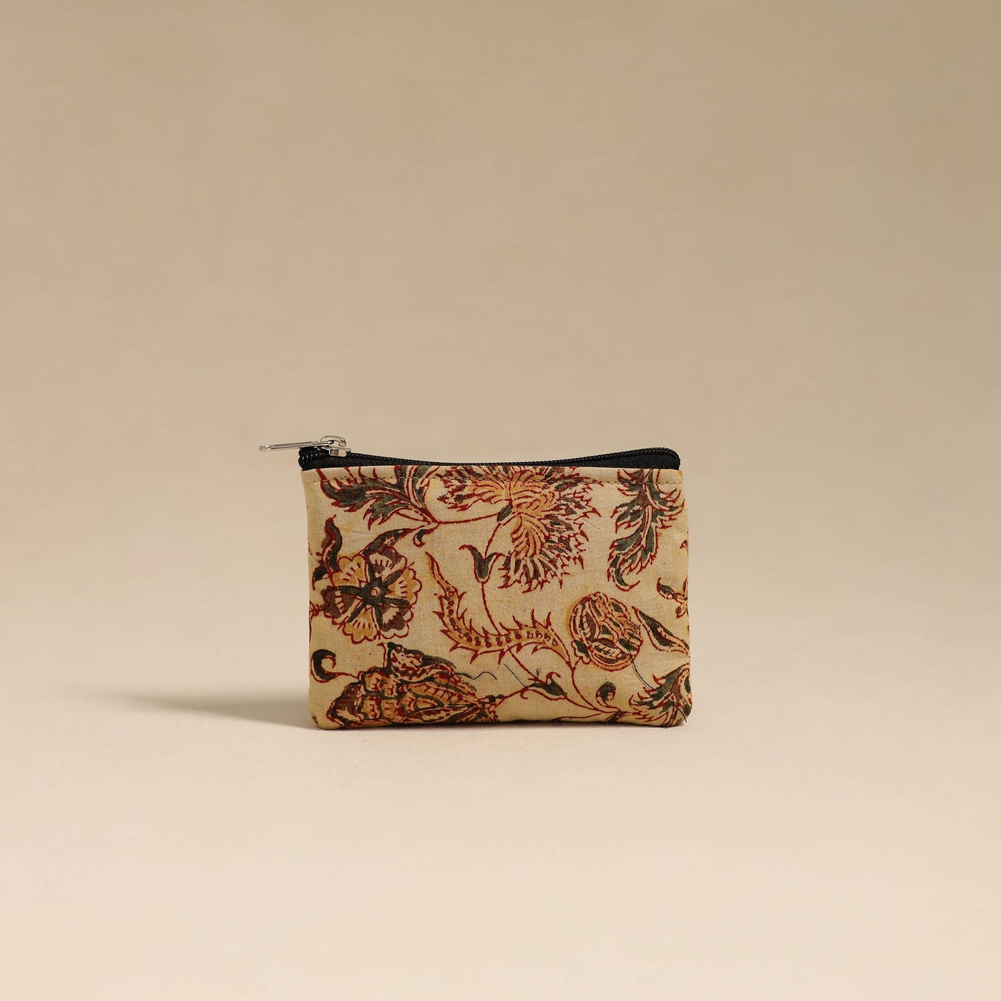 Beige Handmade Quilted Cotton Coin Pouch Online in India