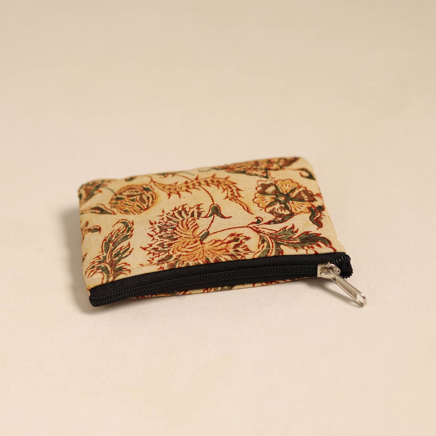 Beige Handmade Quilted Cotton Coin Pouch Online in India