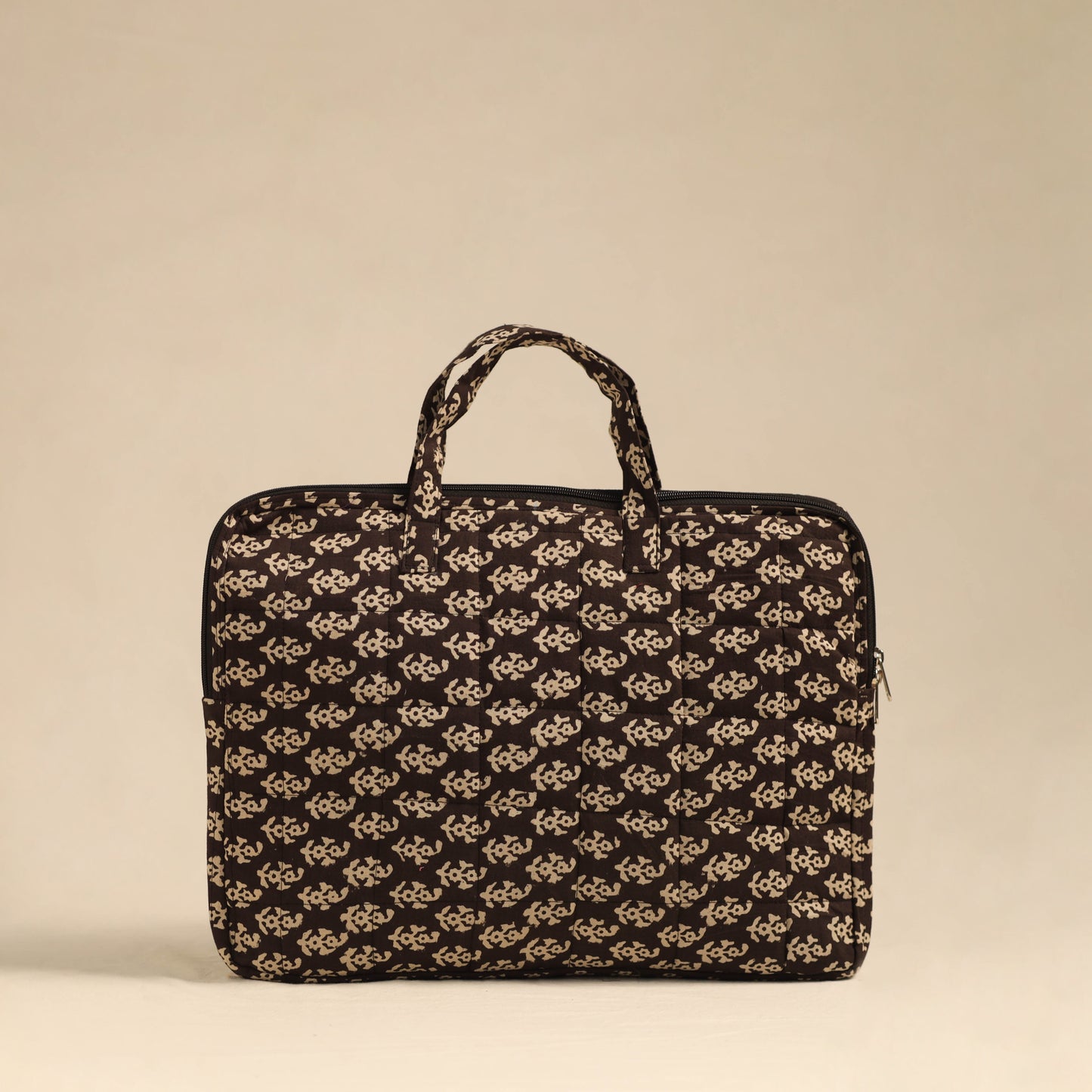 Shop Beige Handmade Quilted Cotton Laptop Bag