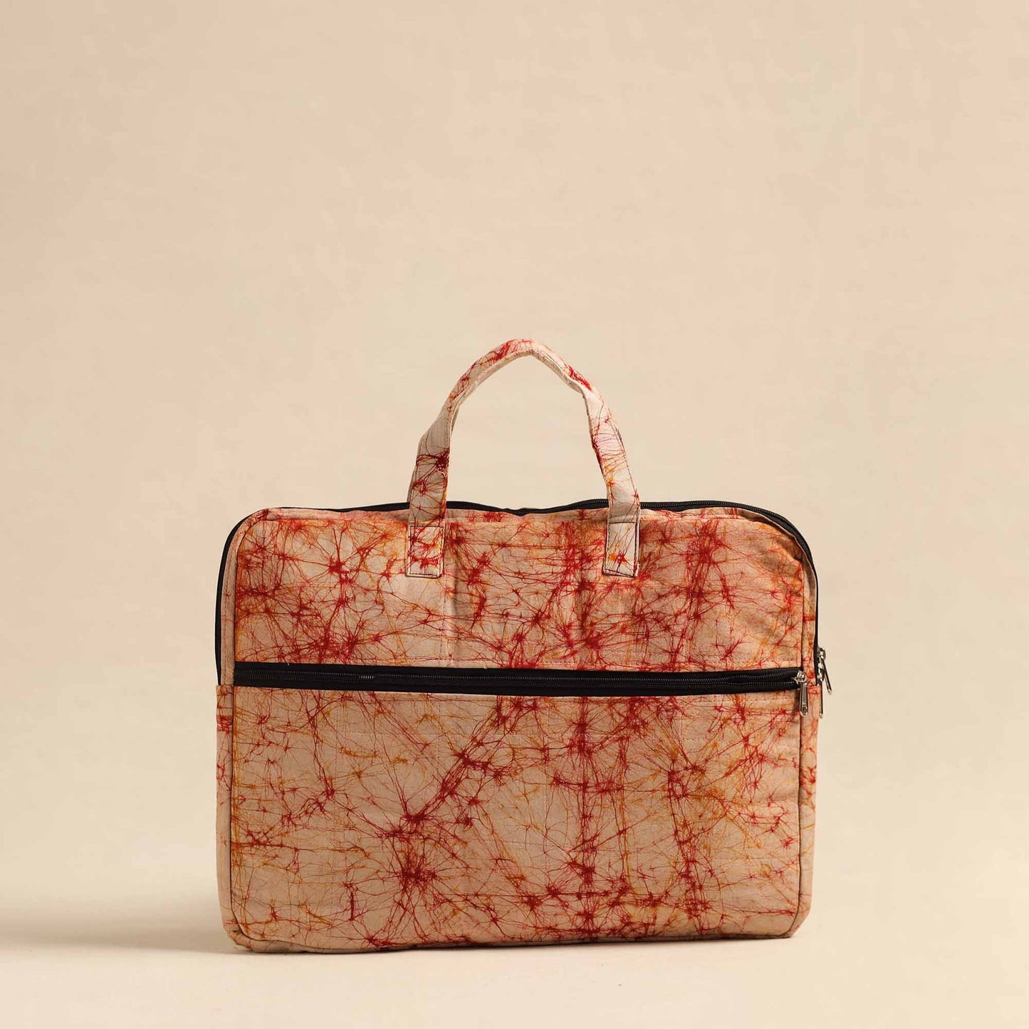 Beige Handmade Quilted Cotton Laptop Bag