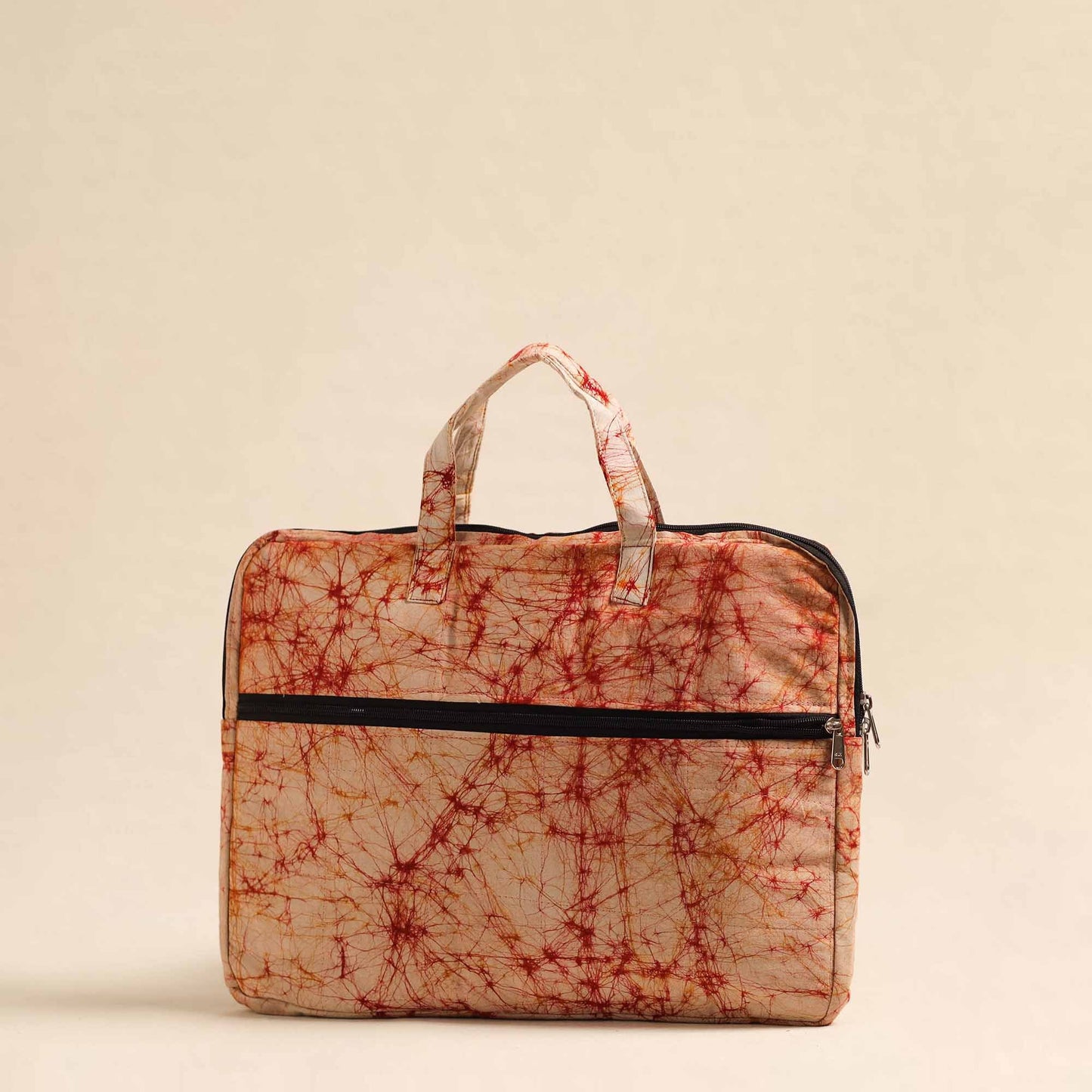 Beige Handmade Quilted Cotton Laptop Bag