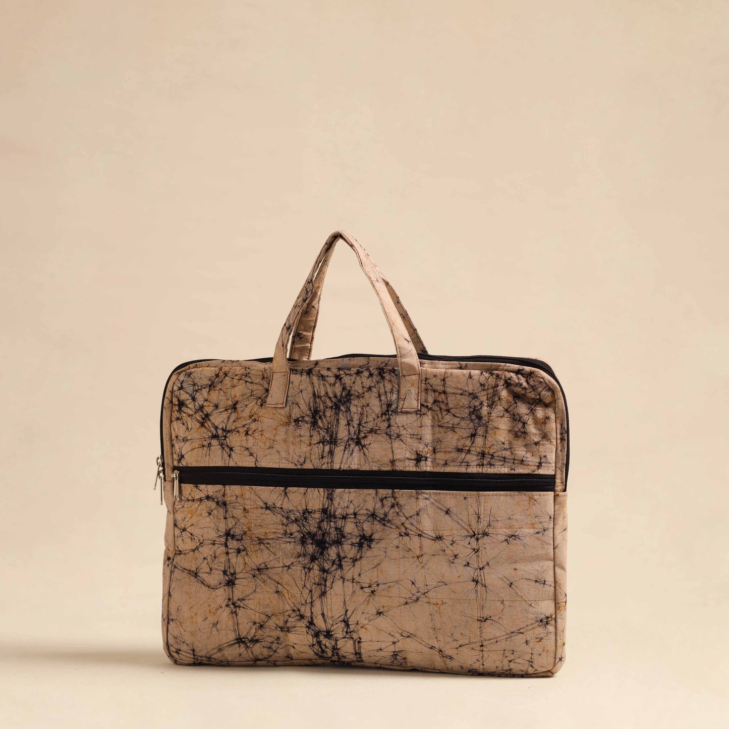 Beige Handmade Quilted Cotton Laptop Bag