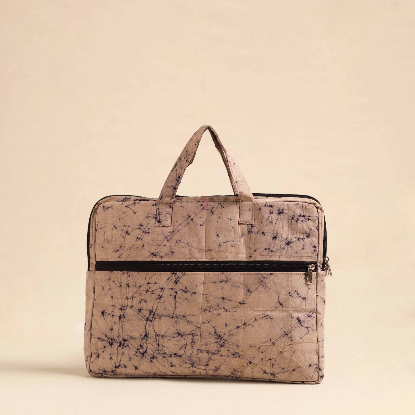 Beige Handmade Quilted Cotton Laptop Bag