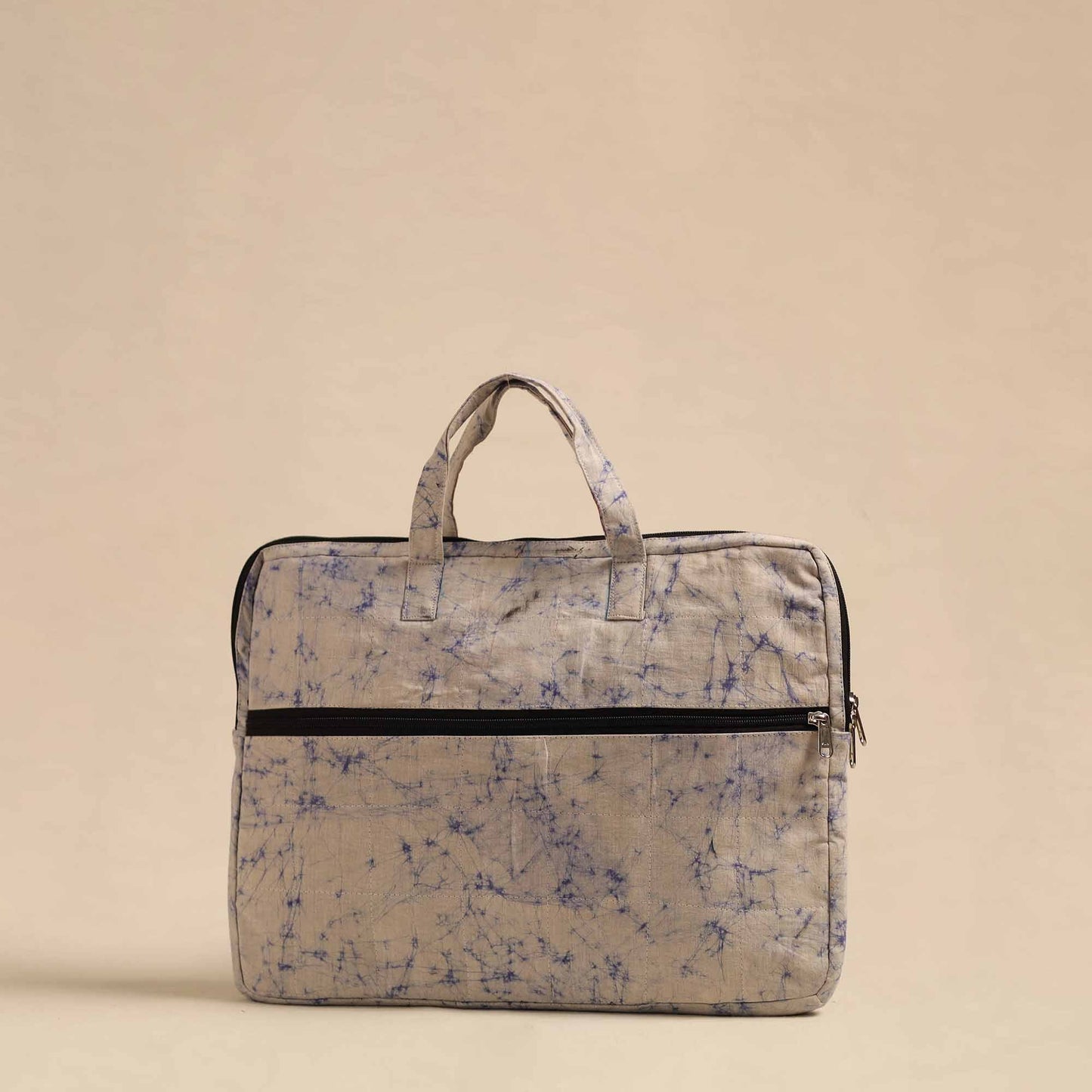 Beige Handmade Quilted Cotton Laptop Bag