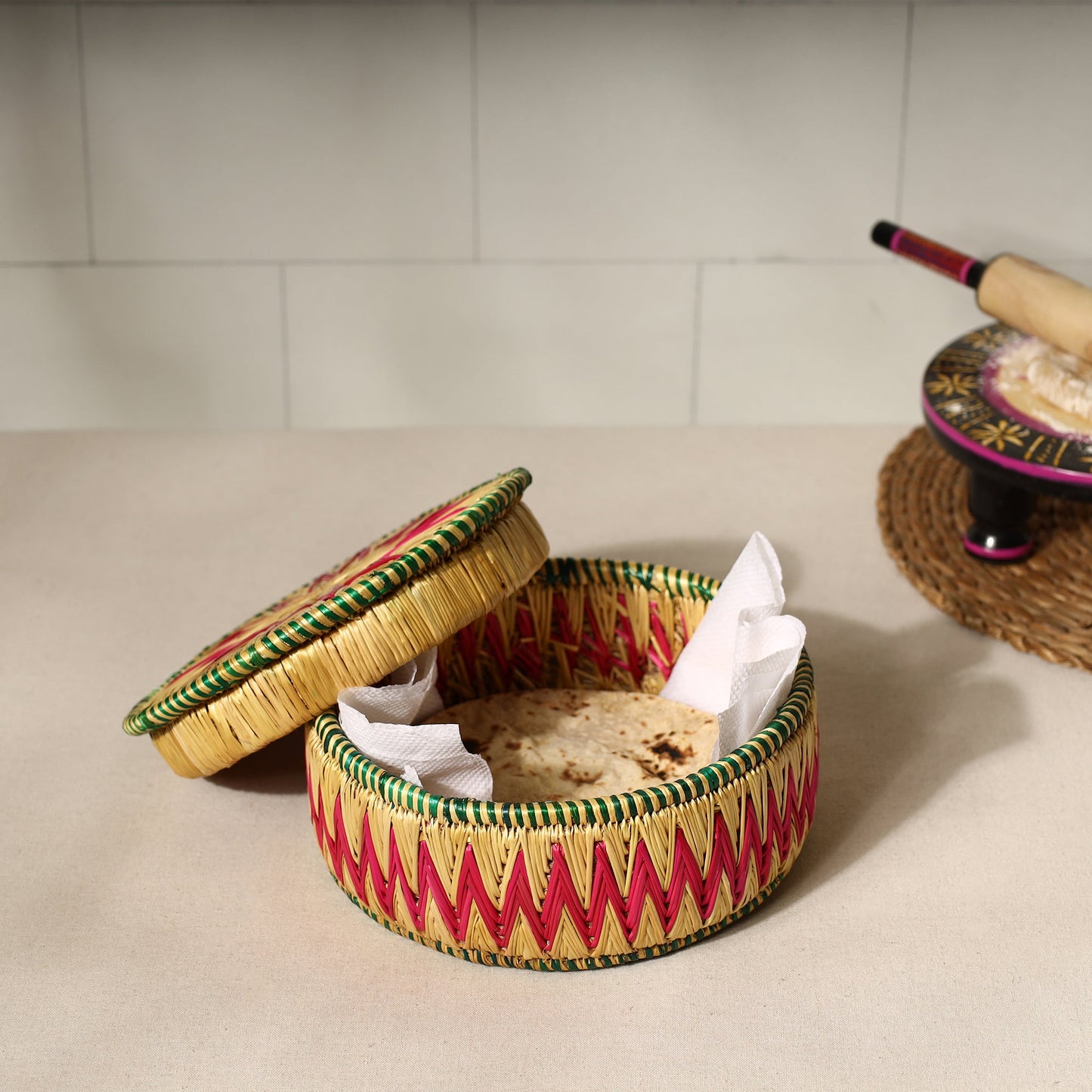 Handmade Sikki Grass Roti Box