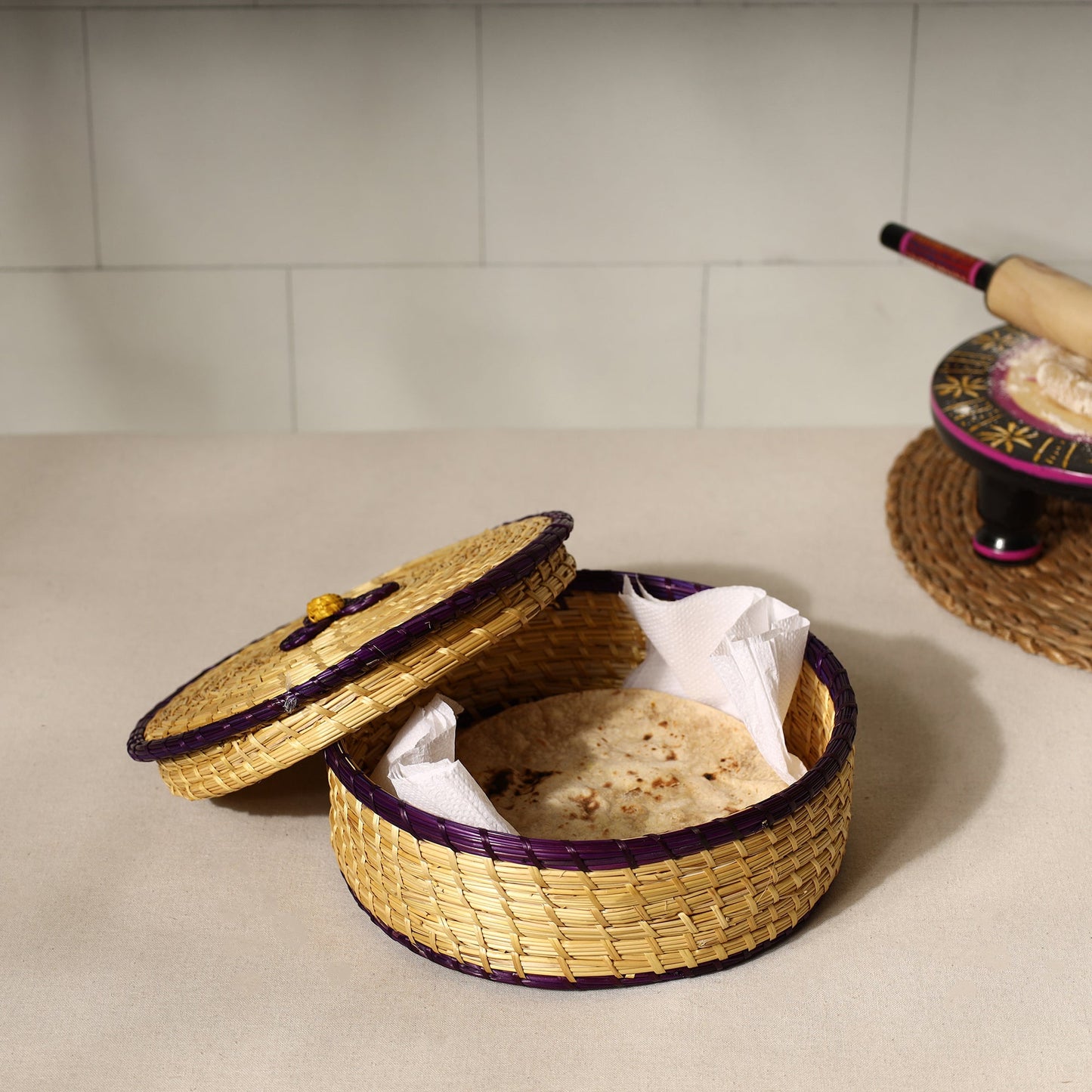 Handmade Sikki Grass Roti Box