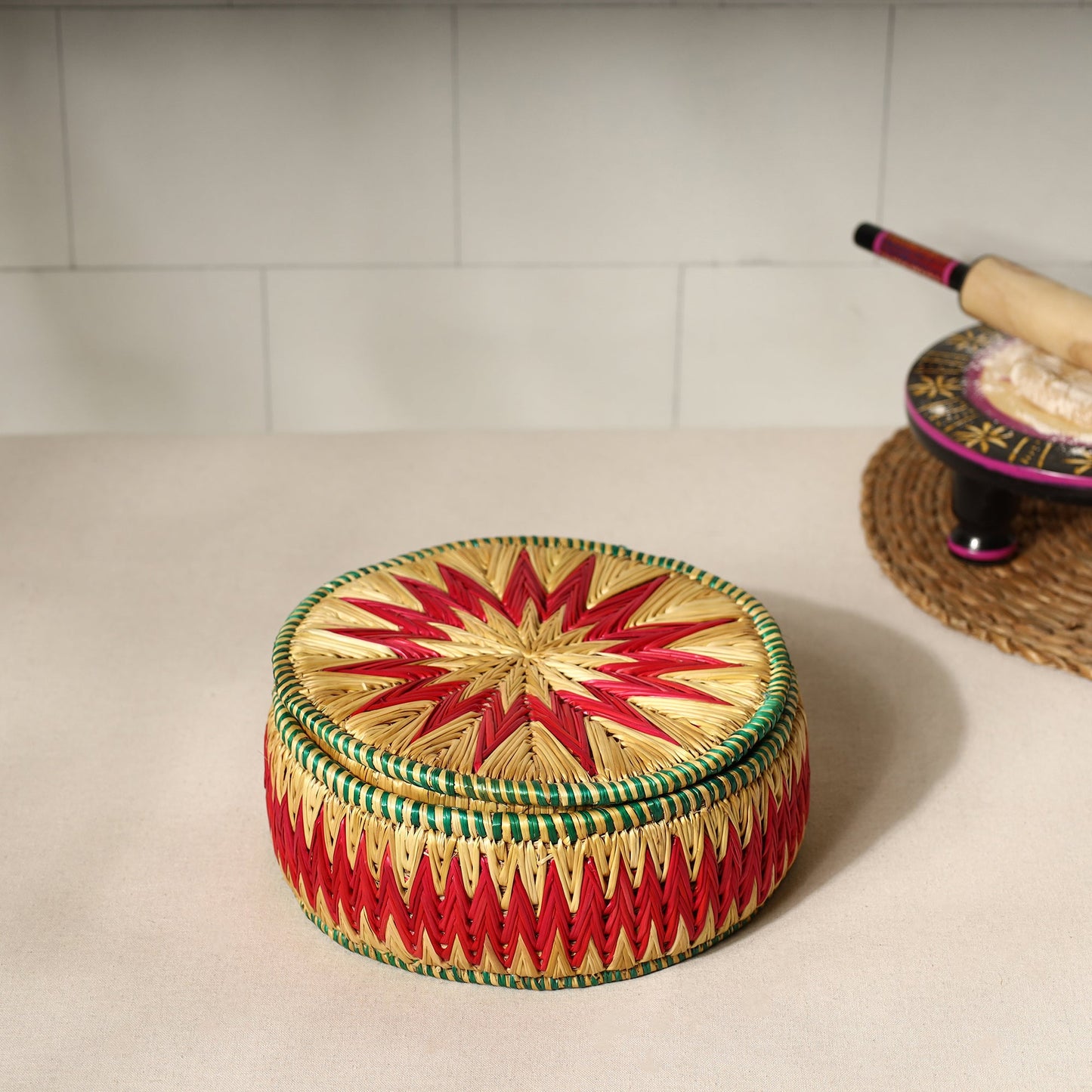 Handmade Sikki Grass Roti Box