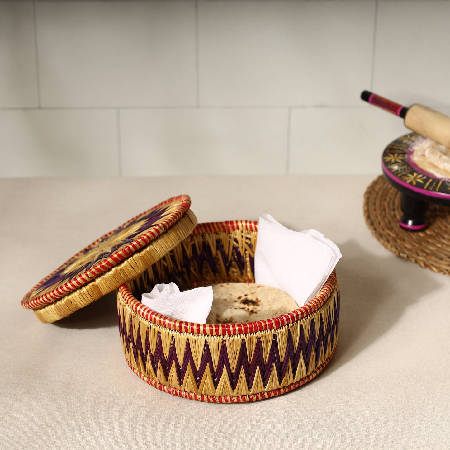 Handmade Sikki Grass Roti Box