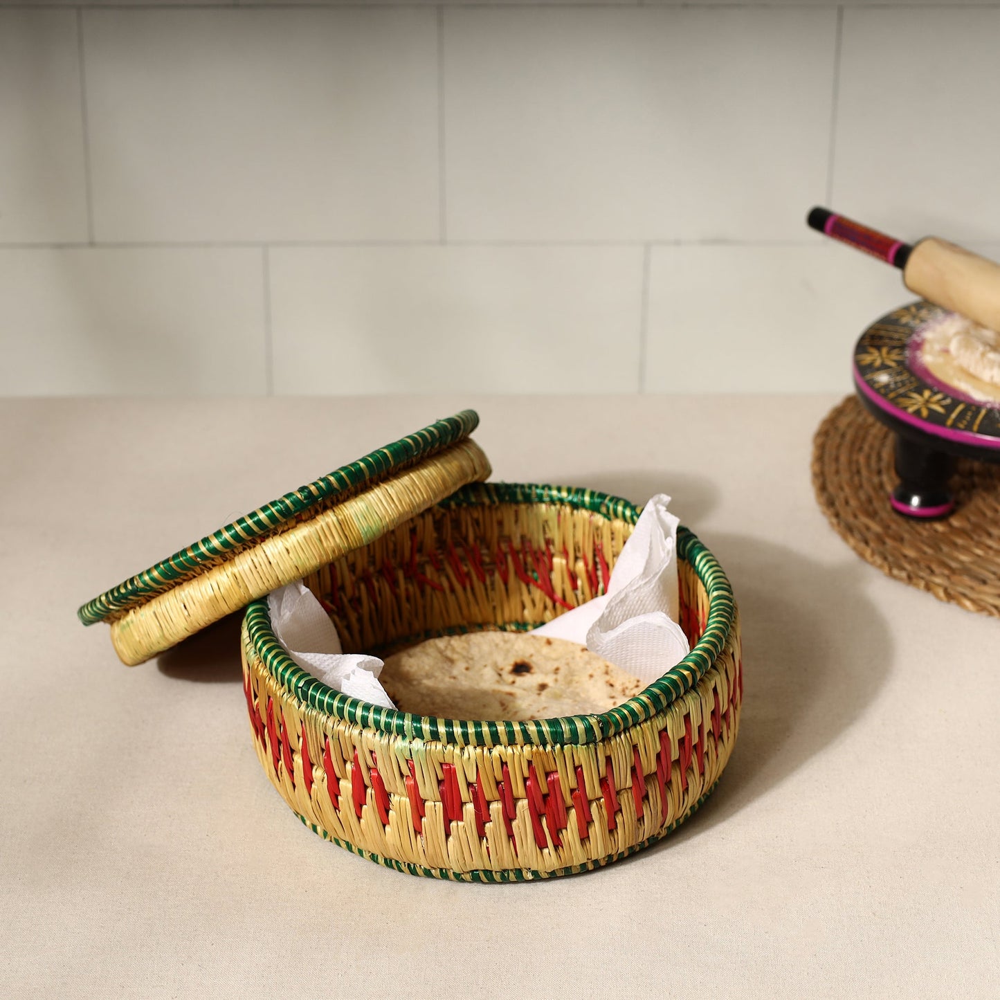 Handmade Sikki Grass Roti Box