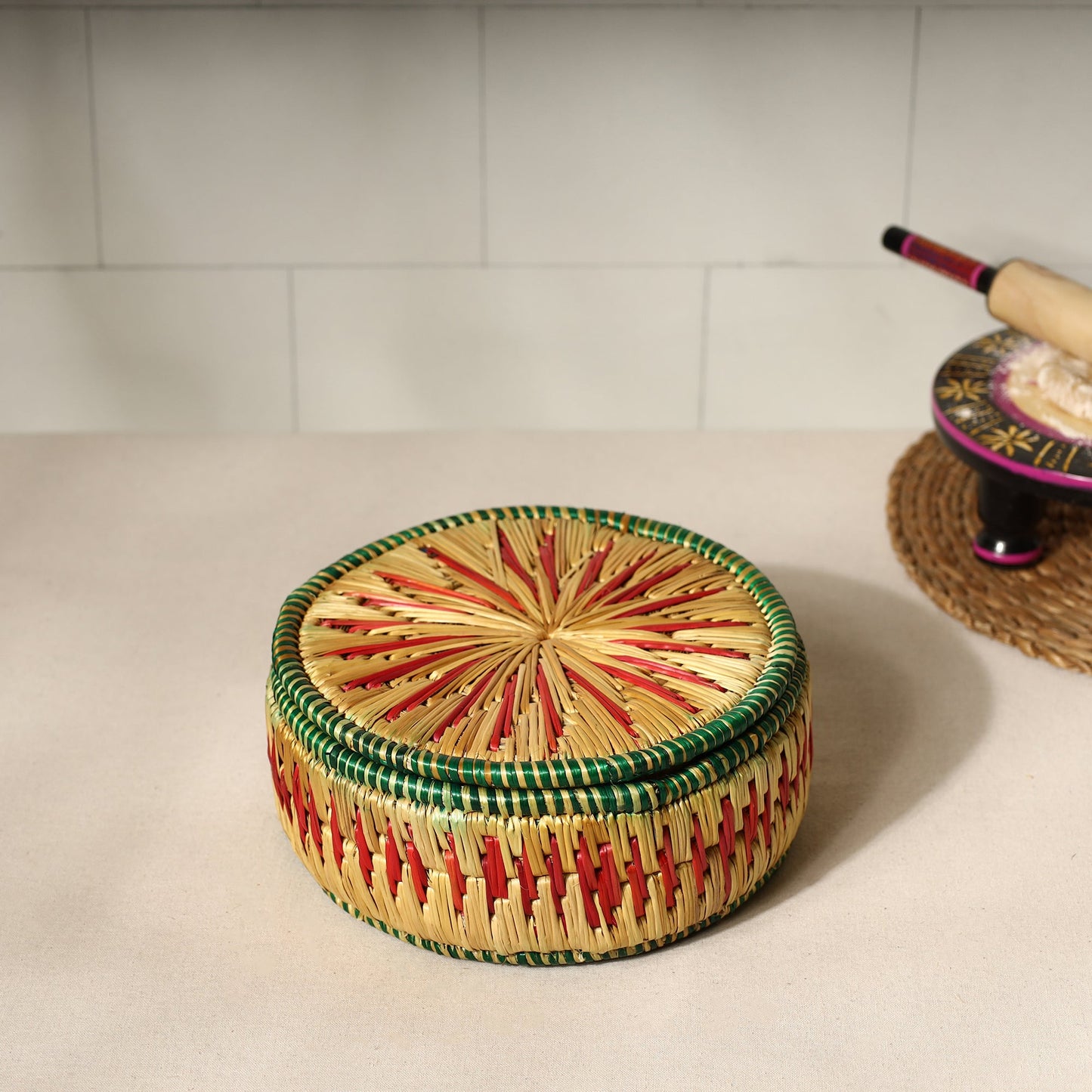 Handmade Sikki Grass Roti Box