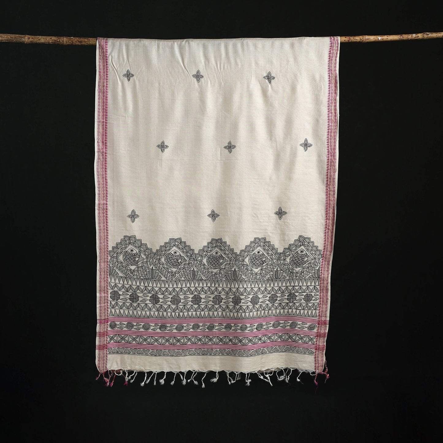Handpainted madhubani handloom tussar cotton dupatta 11