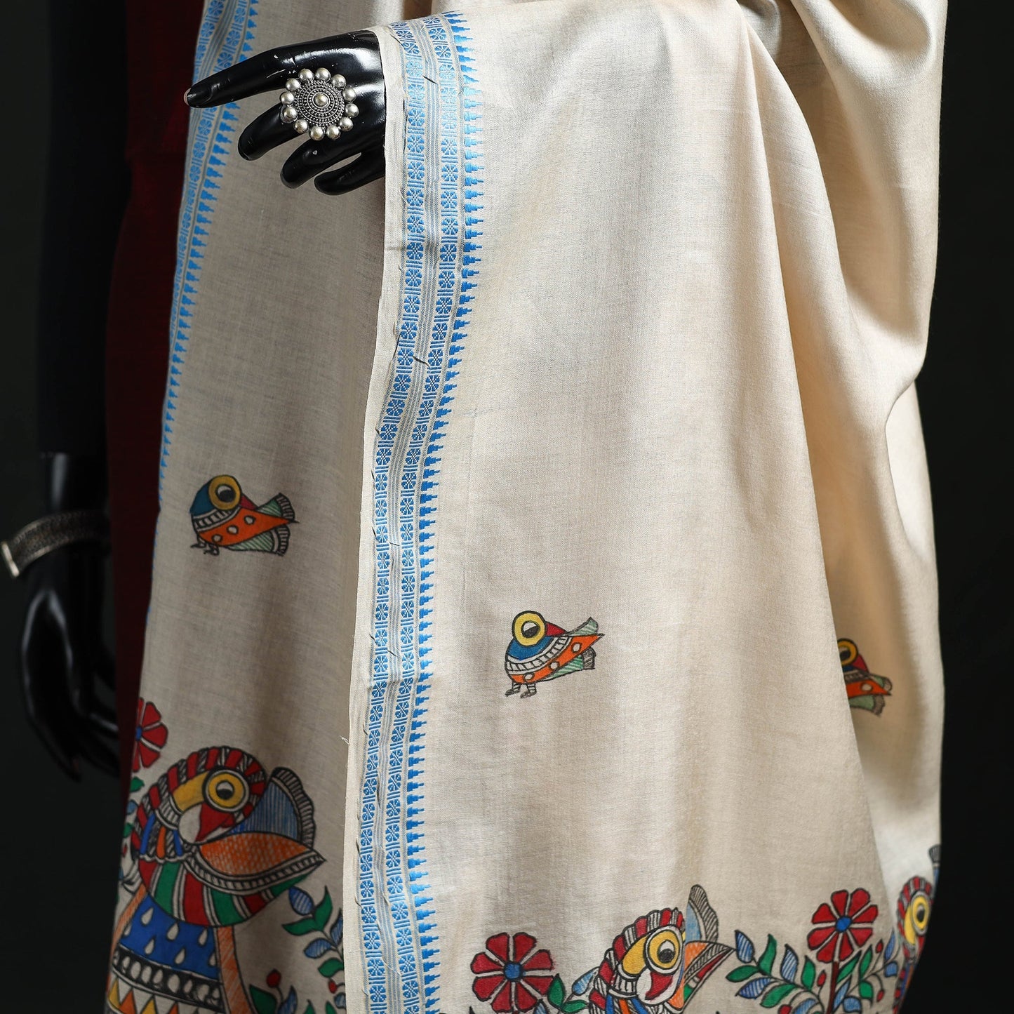 Handpainted madhubani handloom tussar cotton dupatta 14