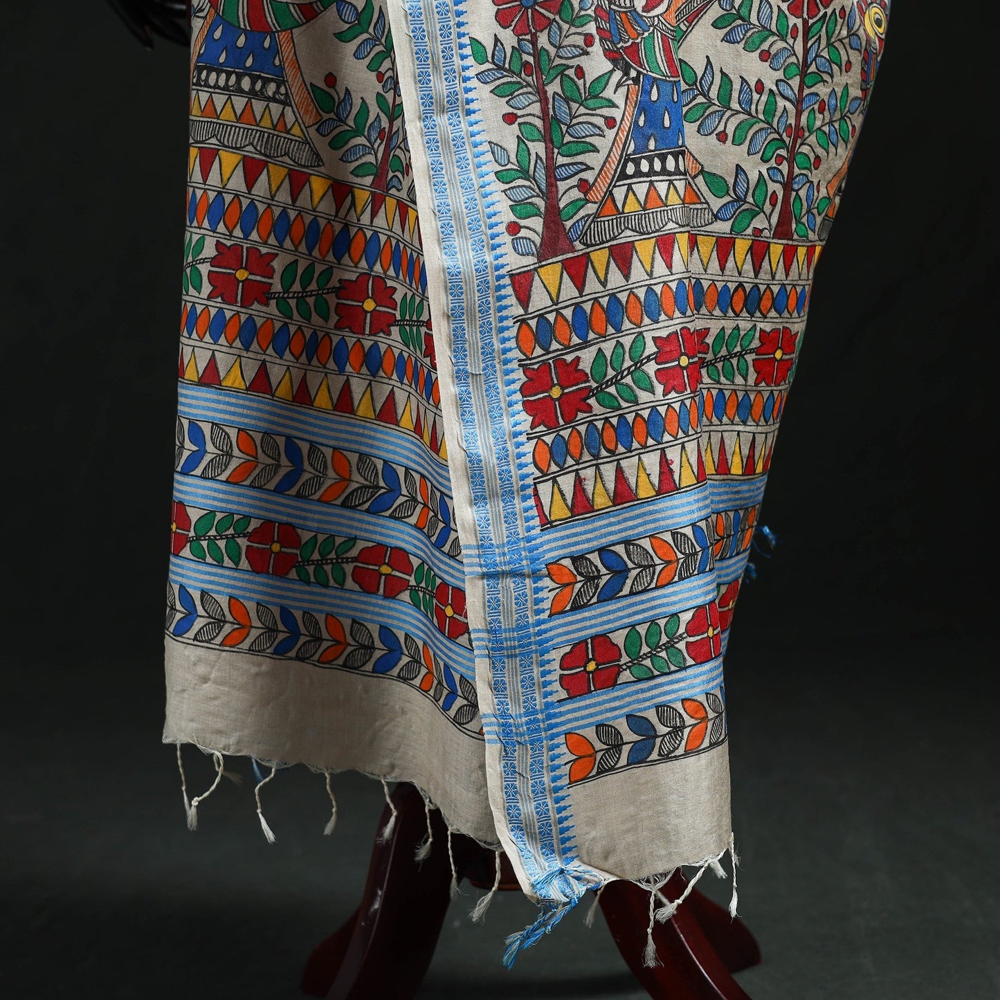Handpainted madhubani handloom tussar cotton dupatta 14