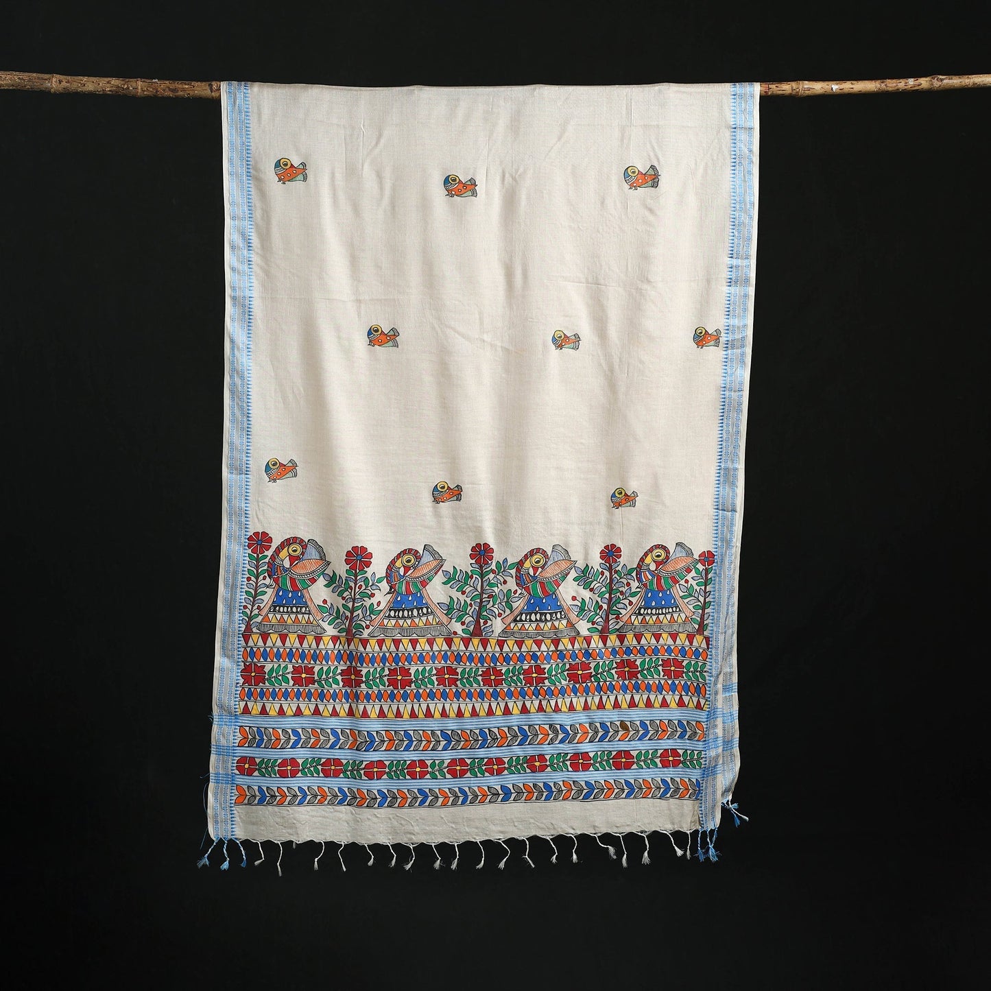 Handpainted madhubani handloom tussar cotton dupatta 14