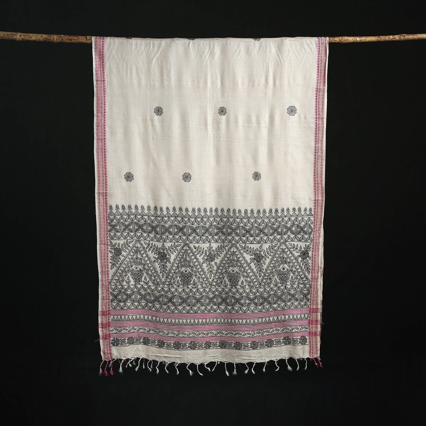 Handpainted madhubani handloom tussar cotton dupatta 24