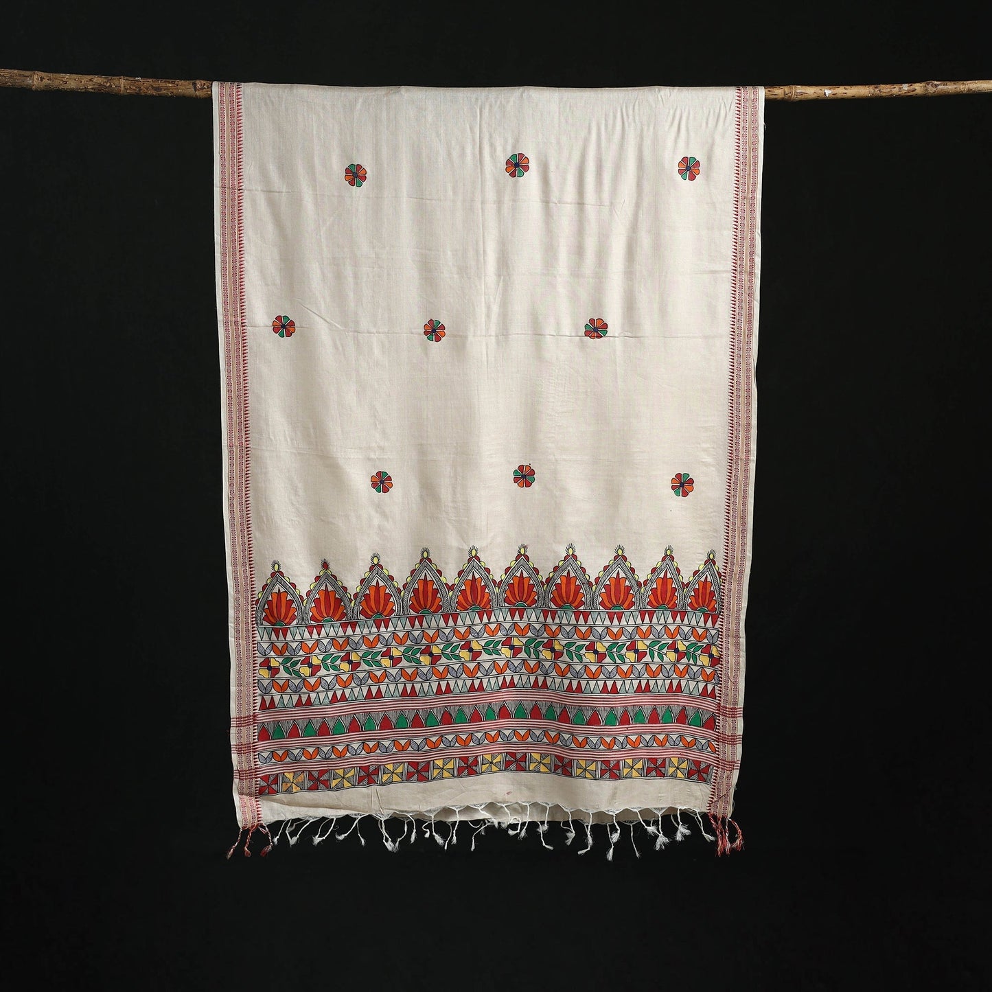 Handpainted madhubani handloom tussar cotton dupatta 26