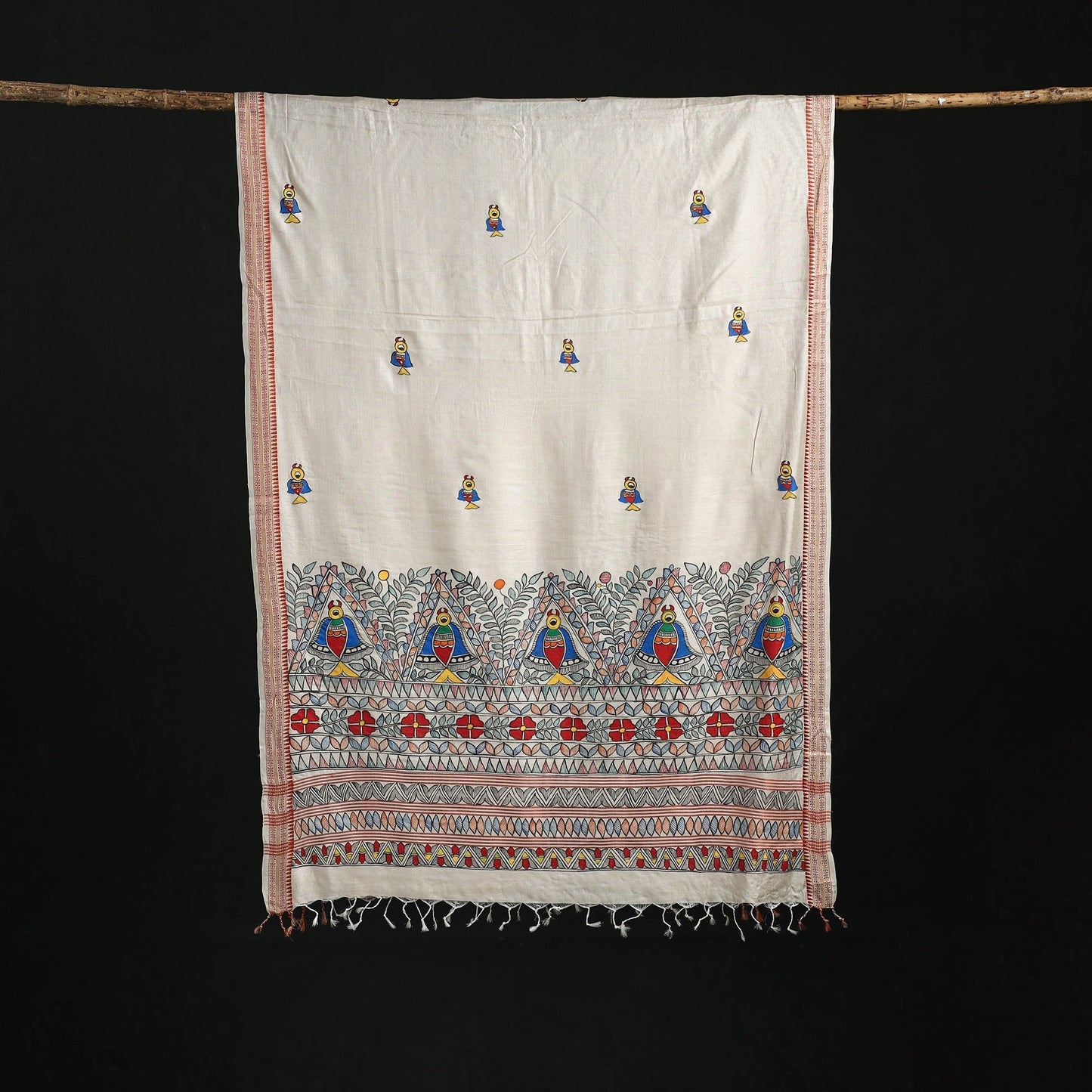 Handpainted madhubani handloom tussar cotton dupatta 28
