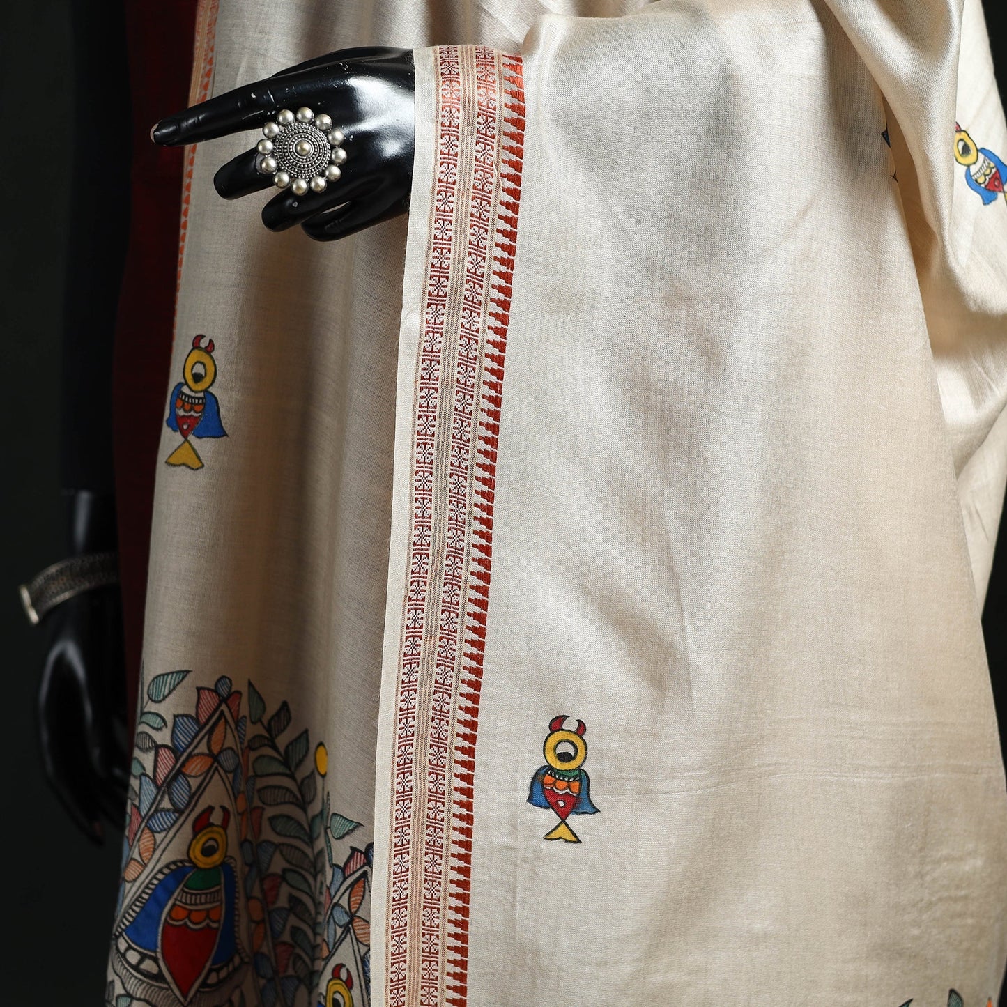 Handpainted madhubani handloom tussar cotton dupatta 28