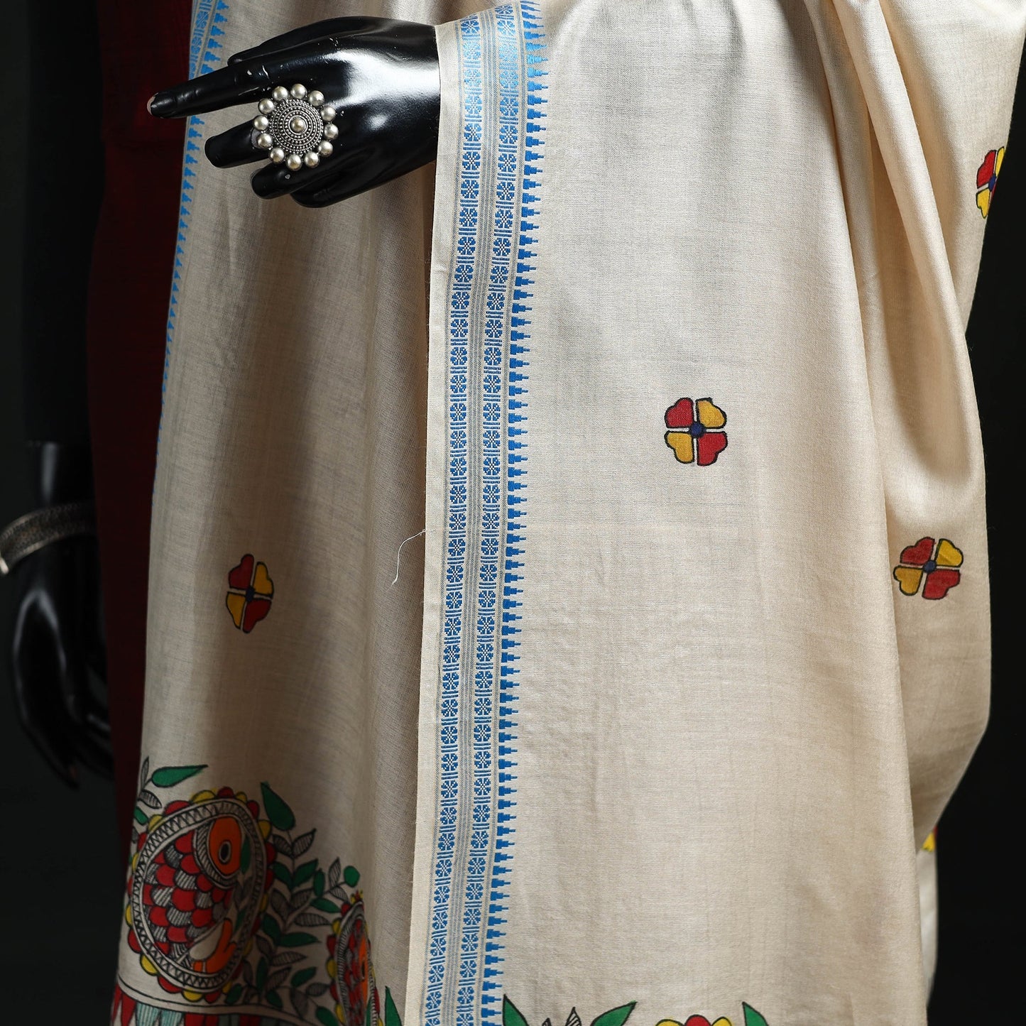 Handpainted madhubani handloom tussar cotton dupatta 29
