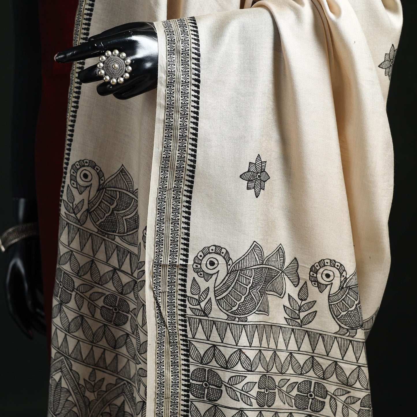 Handpainted madhubani handloom tussar cotton dupatta 30