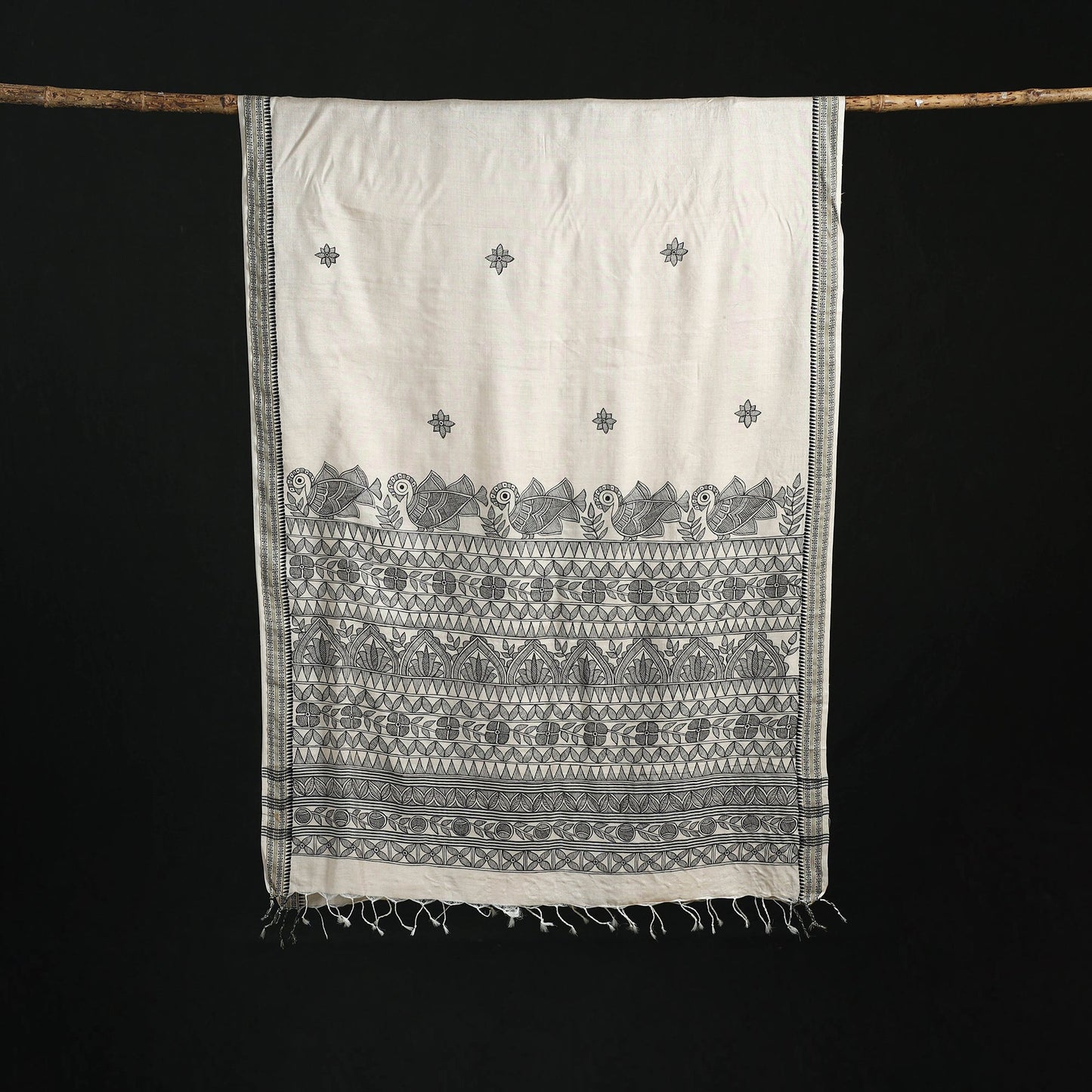 Handpainted madhubani handloom tussar cotton dupatta 30