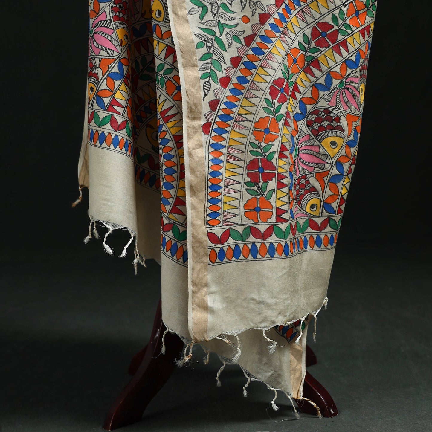 Handpainted madhubani handloom tussar cotton dupatta 37