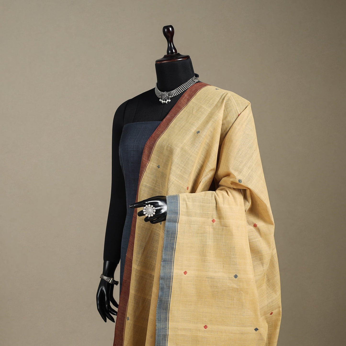 Peach - handspun handloom buti natural dyed cotton