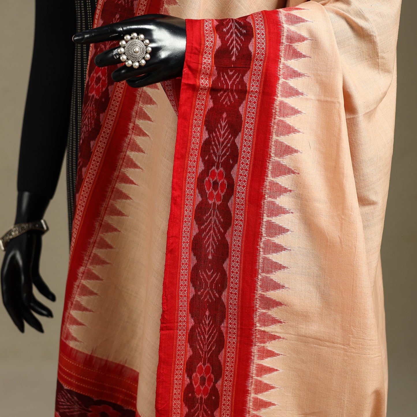 Beige - ikat handloom cotton sambalpuri dupatta 22