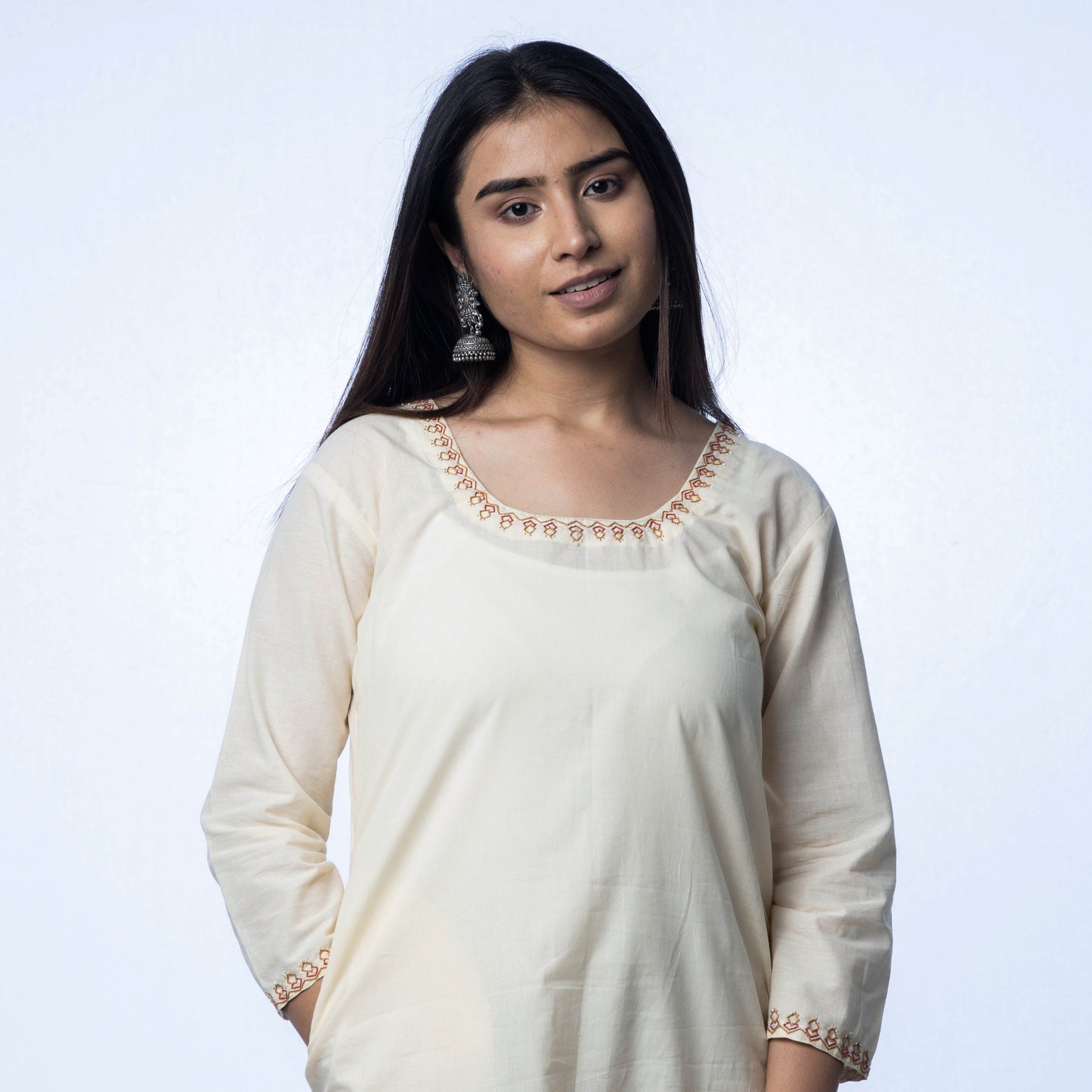 iTokri Casuals - Hand Embroidered Cotton Long Kurta