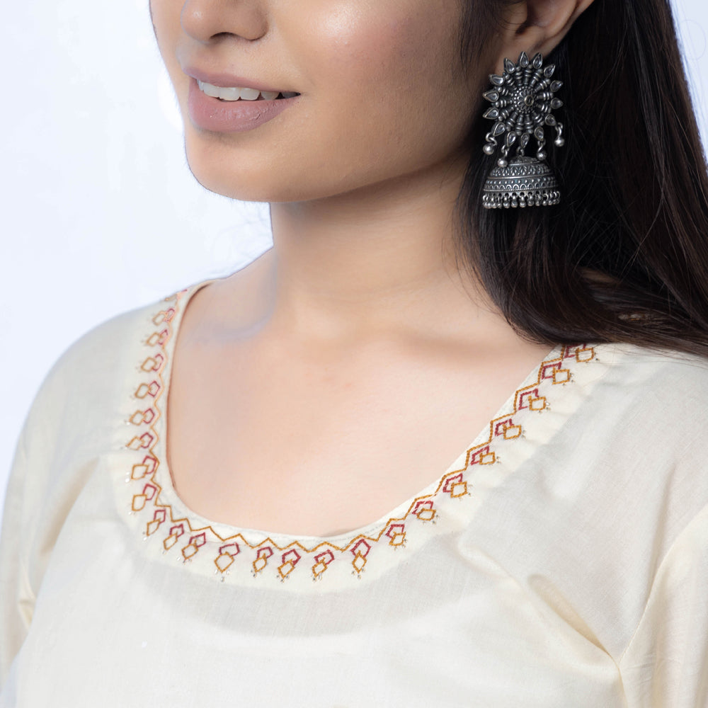 iTokri Casuals - Hand Embroidered Cotton Long Kurta