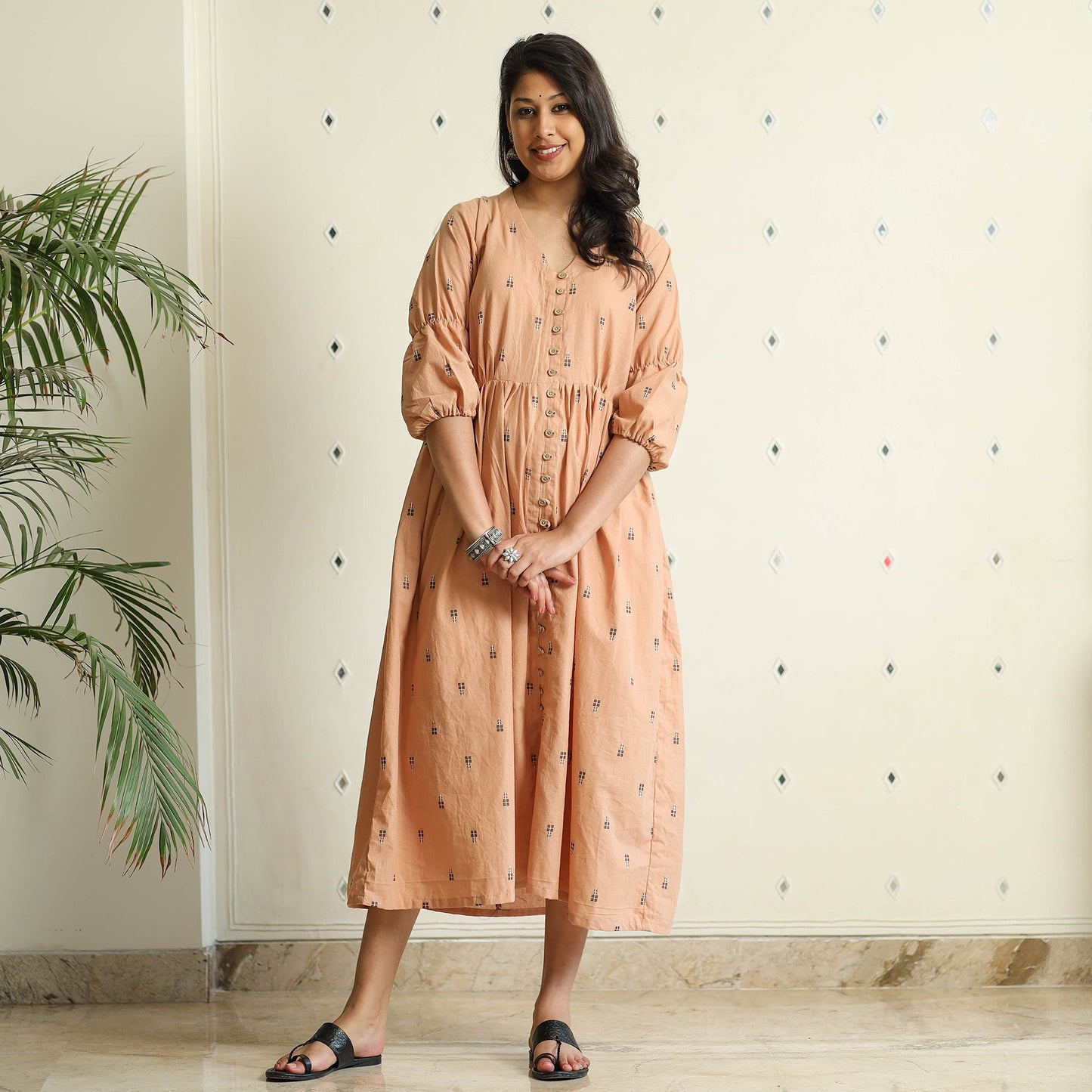 Buy Jacquard Cotton Flared Gher Dress Online at iTokri.com