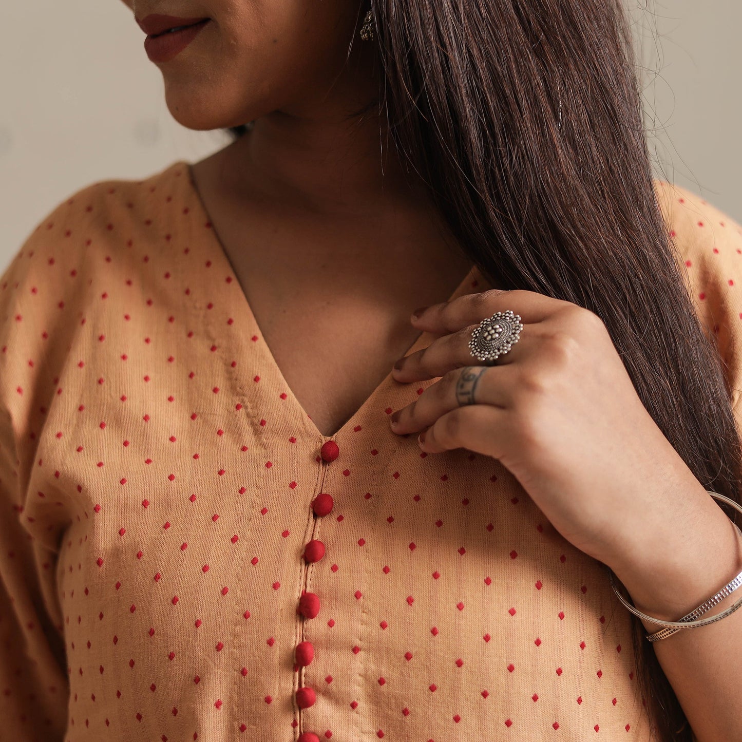 Jacquard Cotton A-Line Kurta for Women