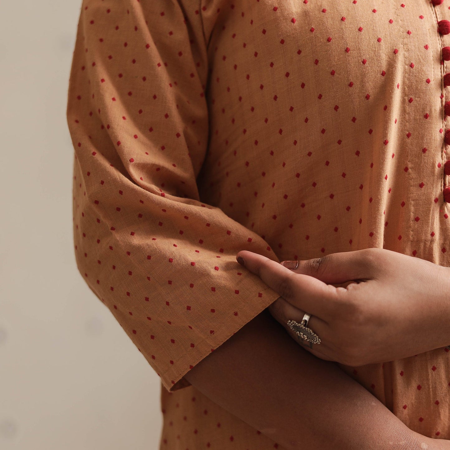Jacquard Cotton A-Line Kurta for Women
